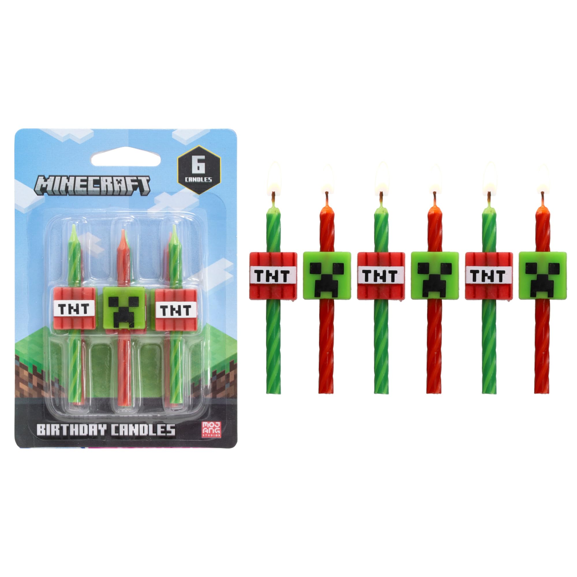 DecoPac Minecraft Birthday Cake Candles - 6 Pack | Food Safe Wax | Multicolor 1