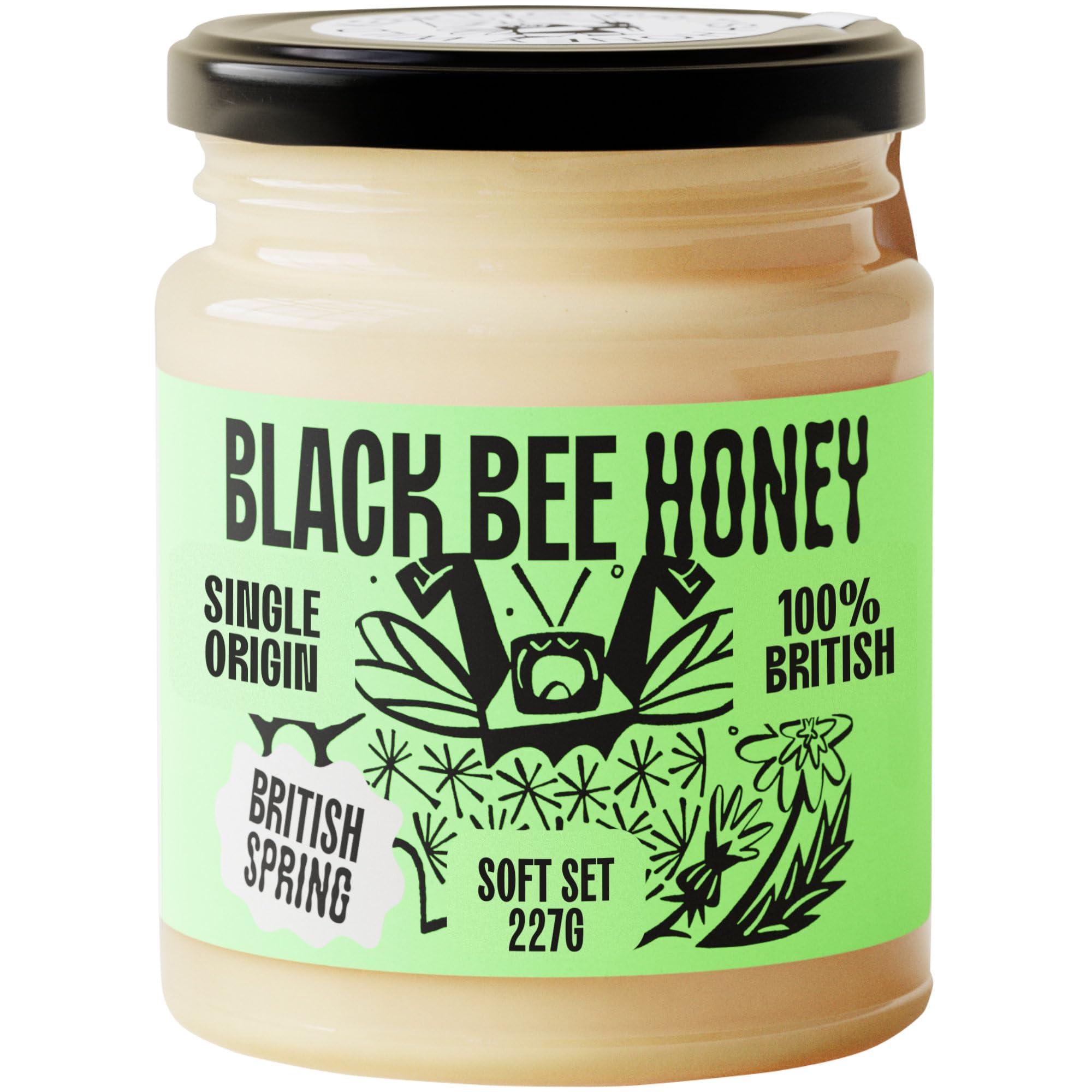 Black Bee Honey - Pure British Spring Soft Set Honey, Creamy and Lightly Sweet 1