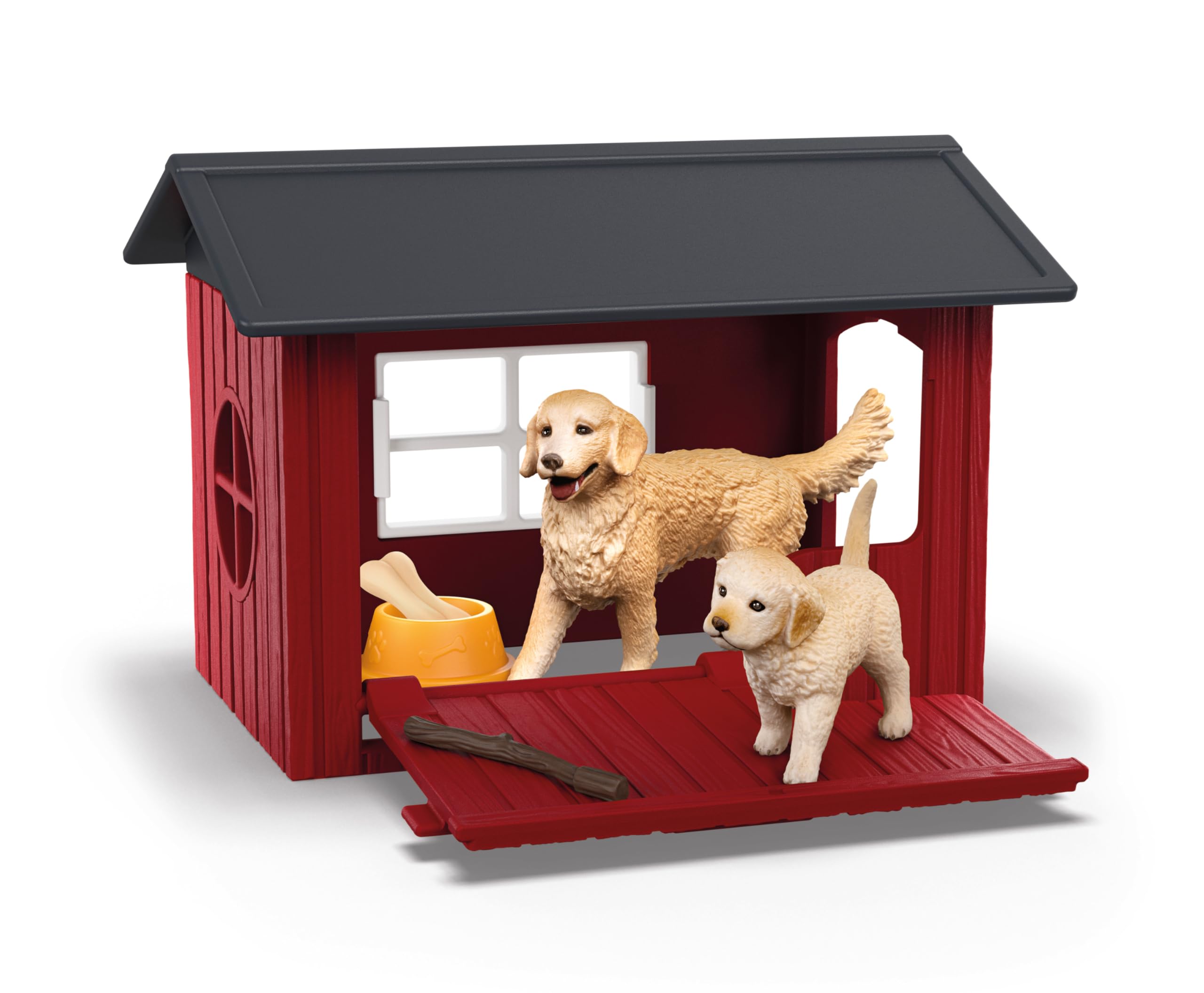 Schleich Farm World Dog Kennel Play Set - 9-Piece Golden Retriever Figurine Set for Kids 36 Months & Up 9