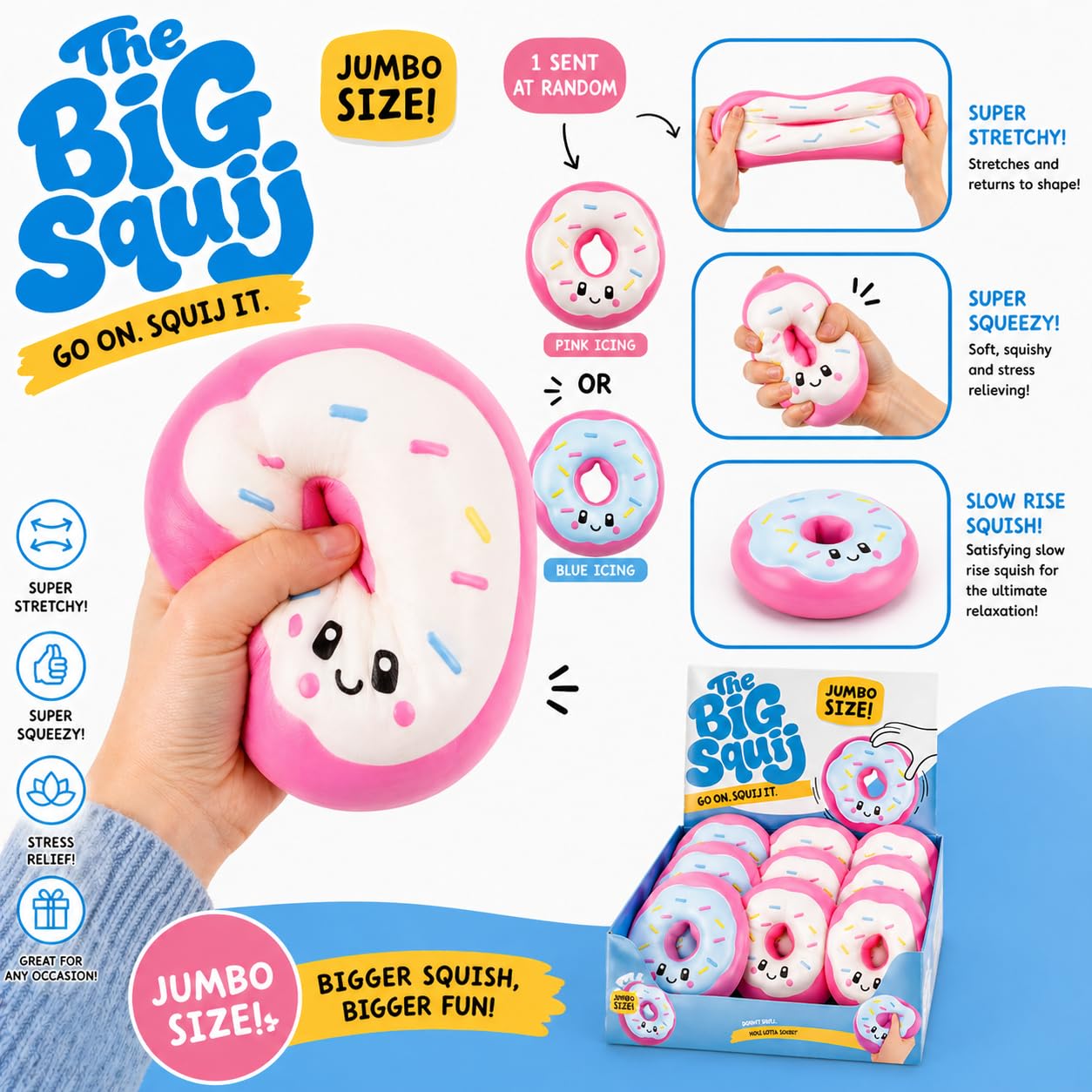 Keycraft Jumbo Squishy Donut Slow-Rise Sensory Toy - Extra Large Stress Relief | Ages 3+ 3