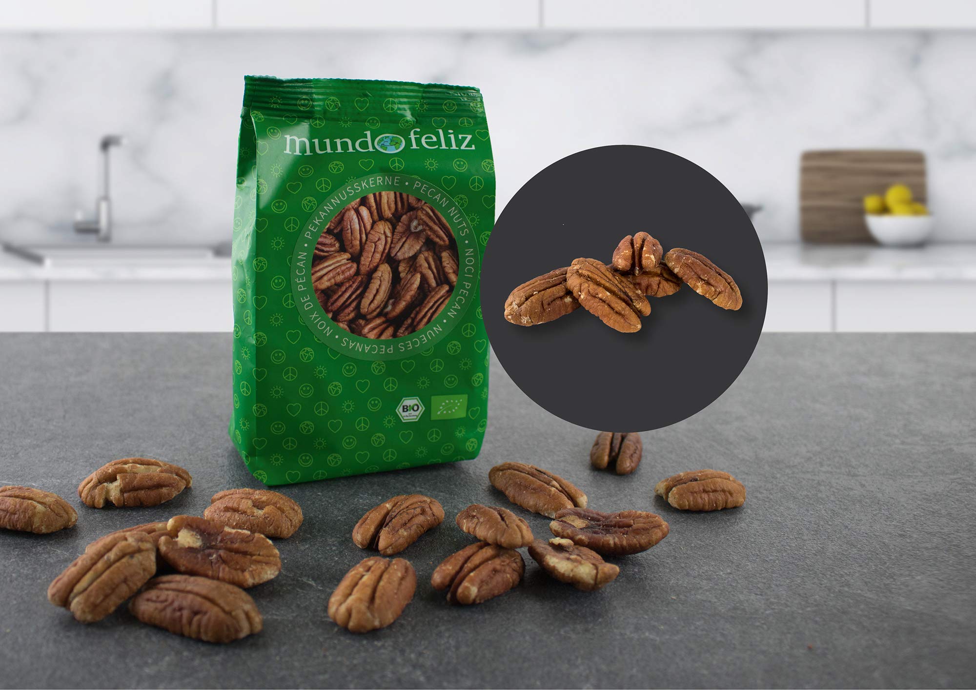 Mundo Feliz Organic Pecan Nuts - 5 x 100g Pack | Protein Source | Unsalted 2