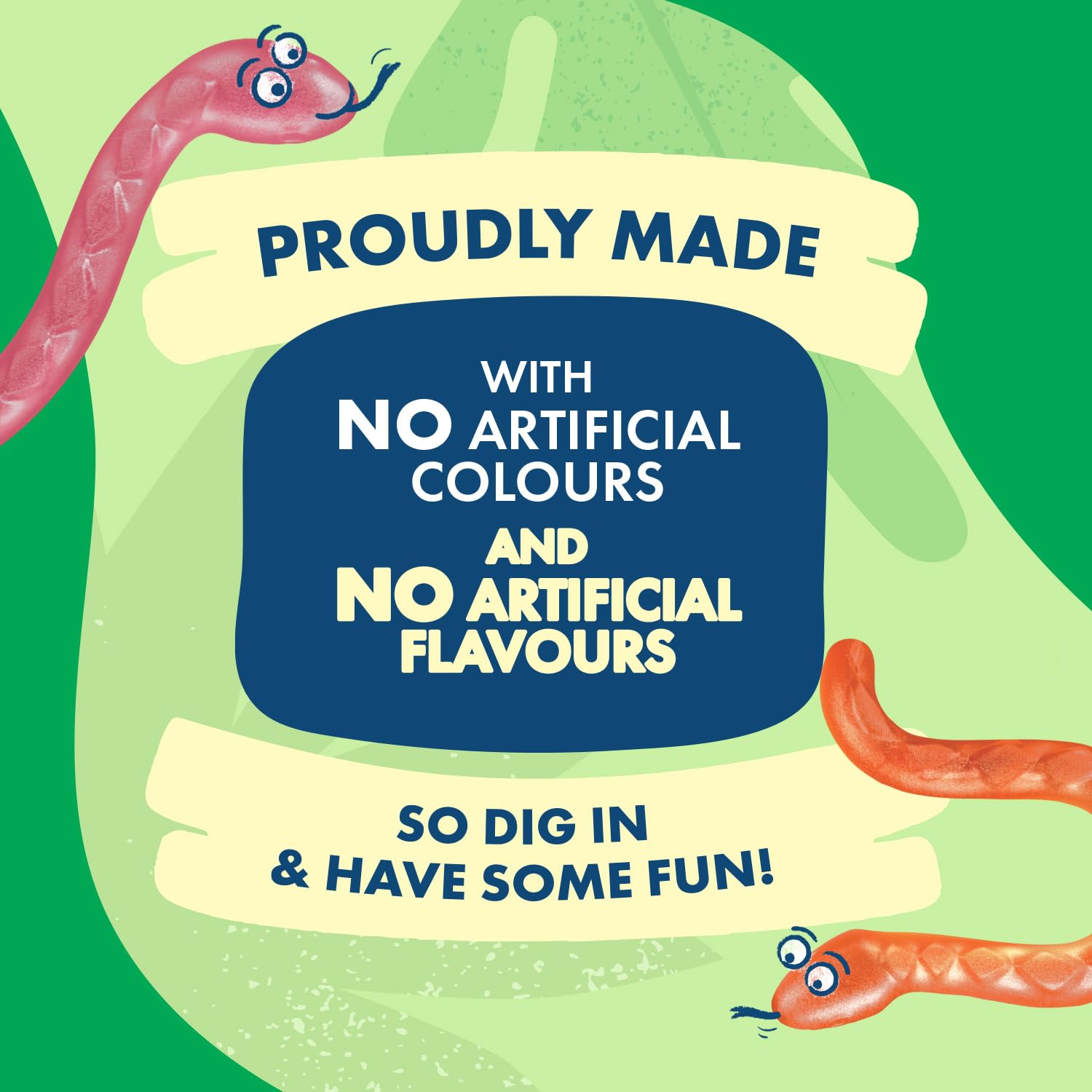 The Natural Confectionery Co. Jelly Snakes - Tangy Fruit Flavours | 10 x 130g Bags