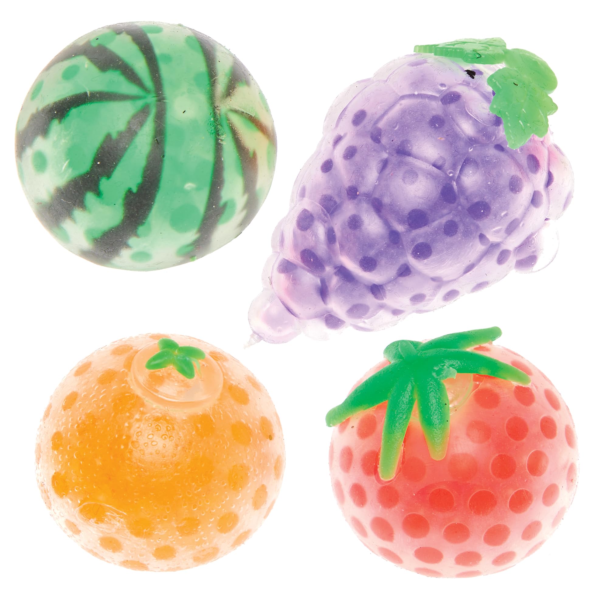 Baker Ross Squeeze Bead Fruit Toys - Pack of 4 Assorted Jelly Toys | Approx 7cm | Age 3+