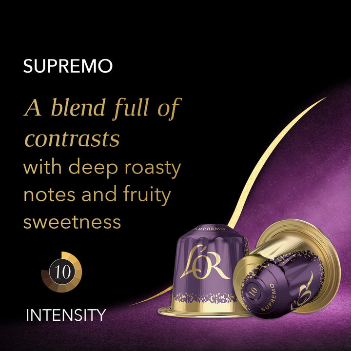 L'OR Espresso Supremo Intensity 10 - Nespresso Compatible Coffee Capsules (Pack of 10, 100 Capsules)