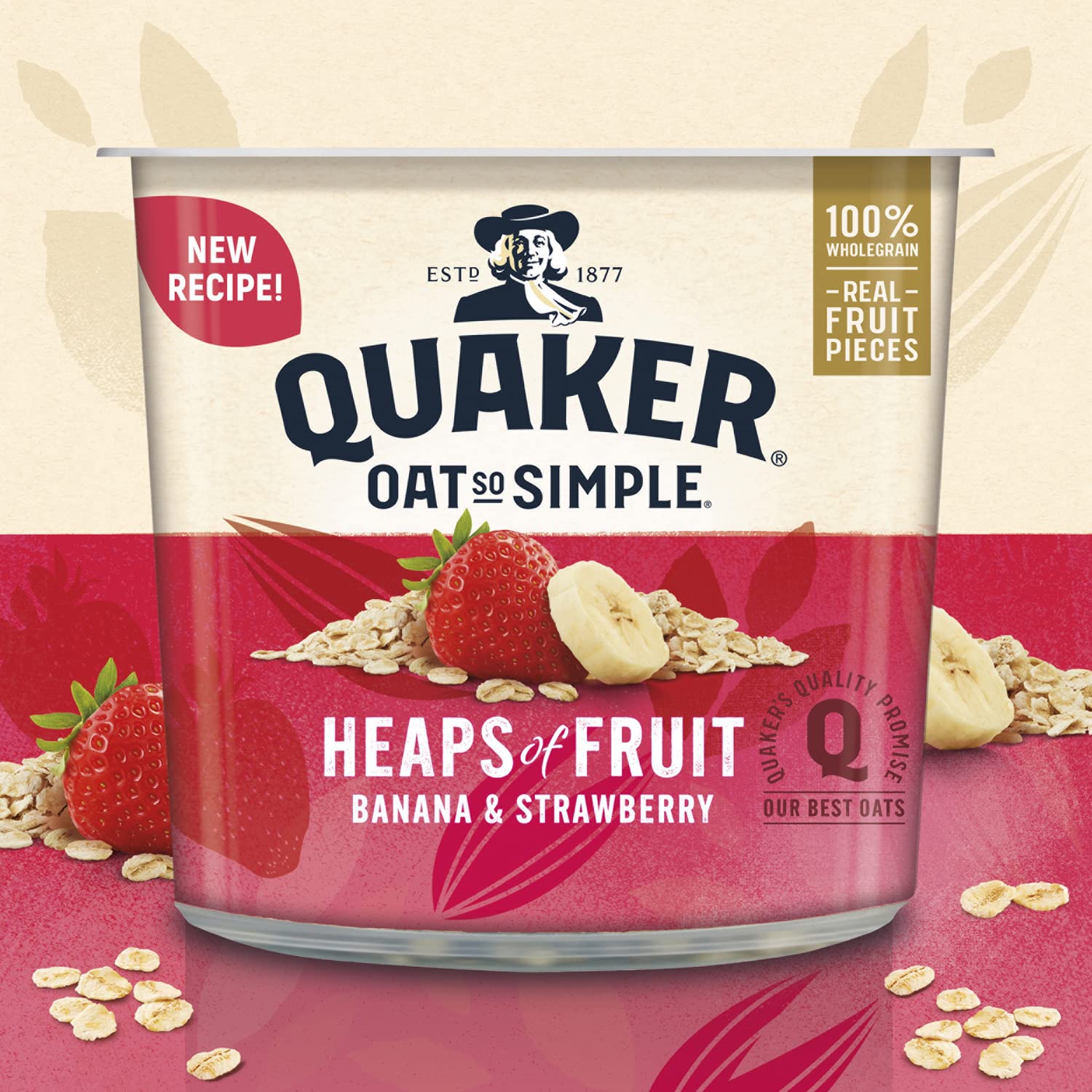 Quaker Oat So Simple Heaps of Fruit Banana and Strawberry Flavour Porridge, 8 x 58g Sachets 2