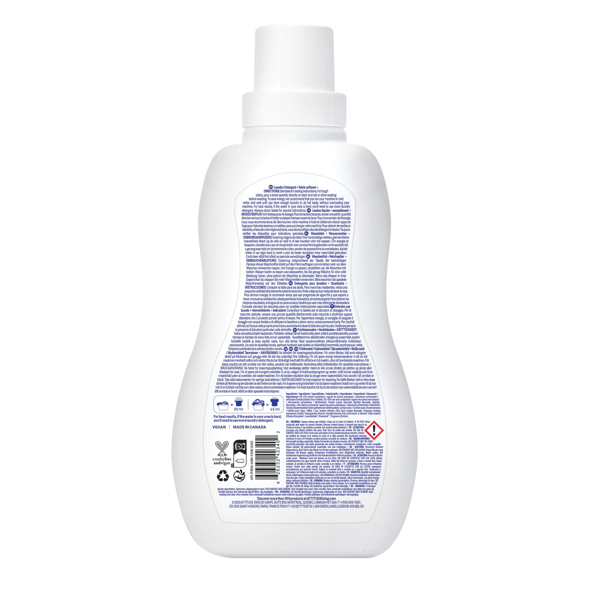 ATTITUDE 2-in-1 Laundry Detergent & Fabric Softener, Plant- & Mineral-Based, 1.05 l 8