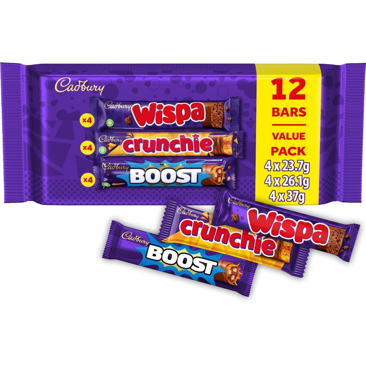 Cadbury Chocolate Bars Value Pack (12 Bars: Boost, Crunchie, Wispa) 4