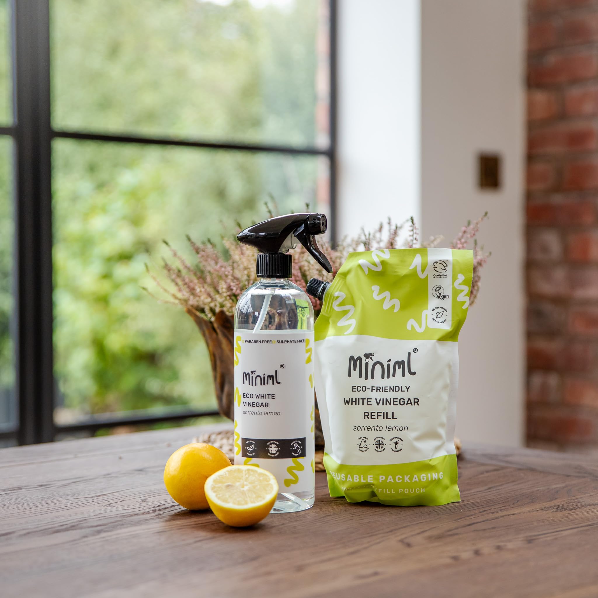 Miniml Eco White Vinegar Cleaning Lemon Scented 1L Refill - All Natural Multi-Surface Cleaner 5
