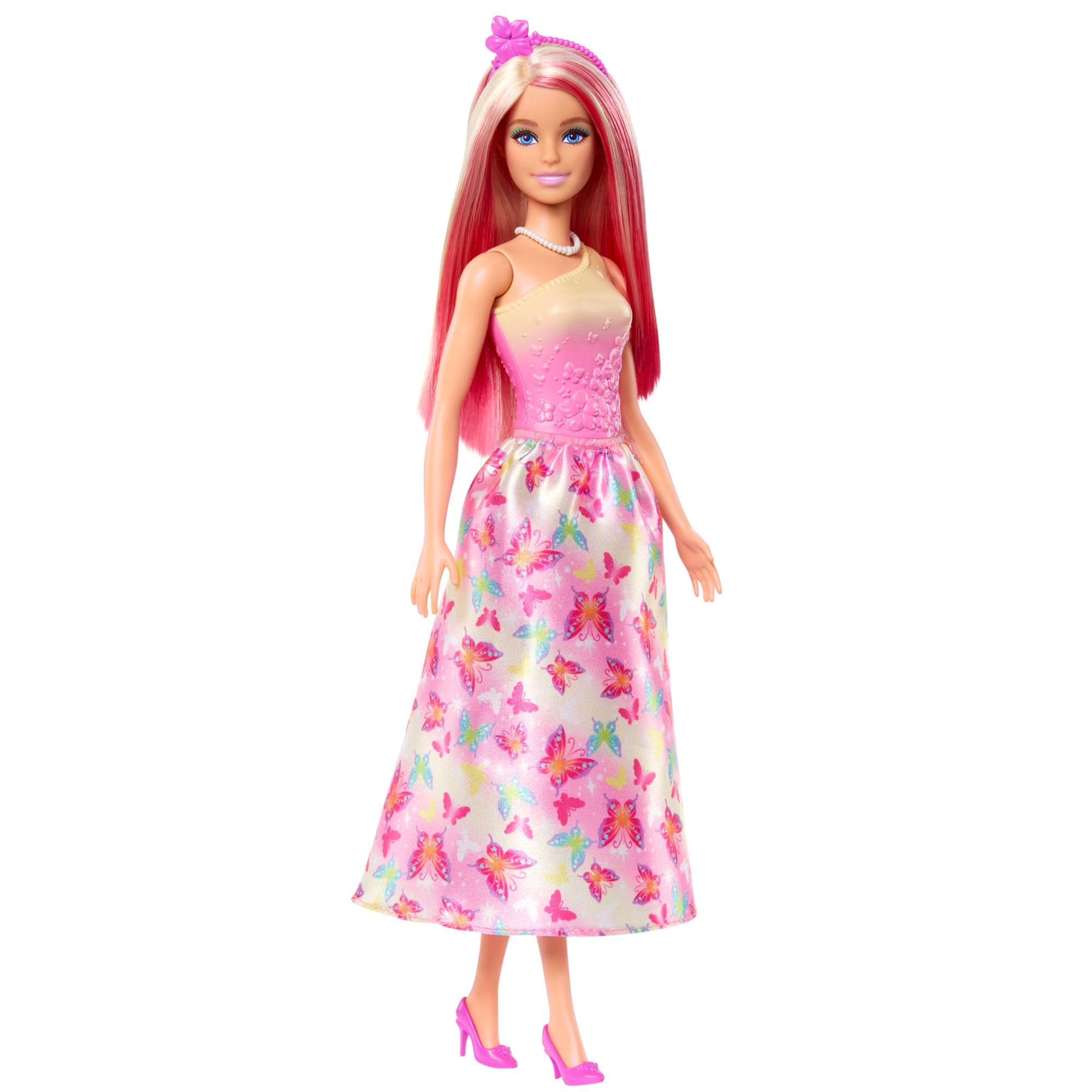Barbie Royal Doll HRR08 - Pink & Blonde Fantasy Hair | Butterfly Skirt | Multicolor Accessories 1