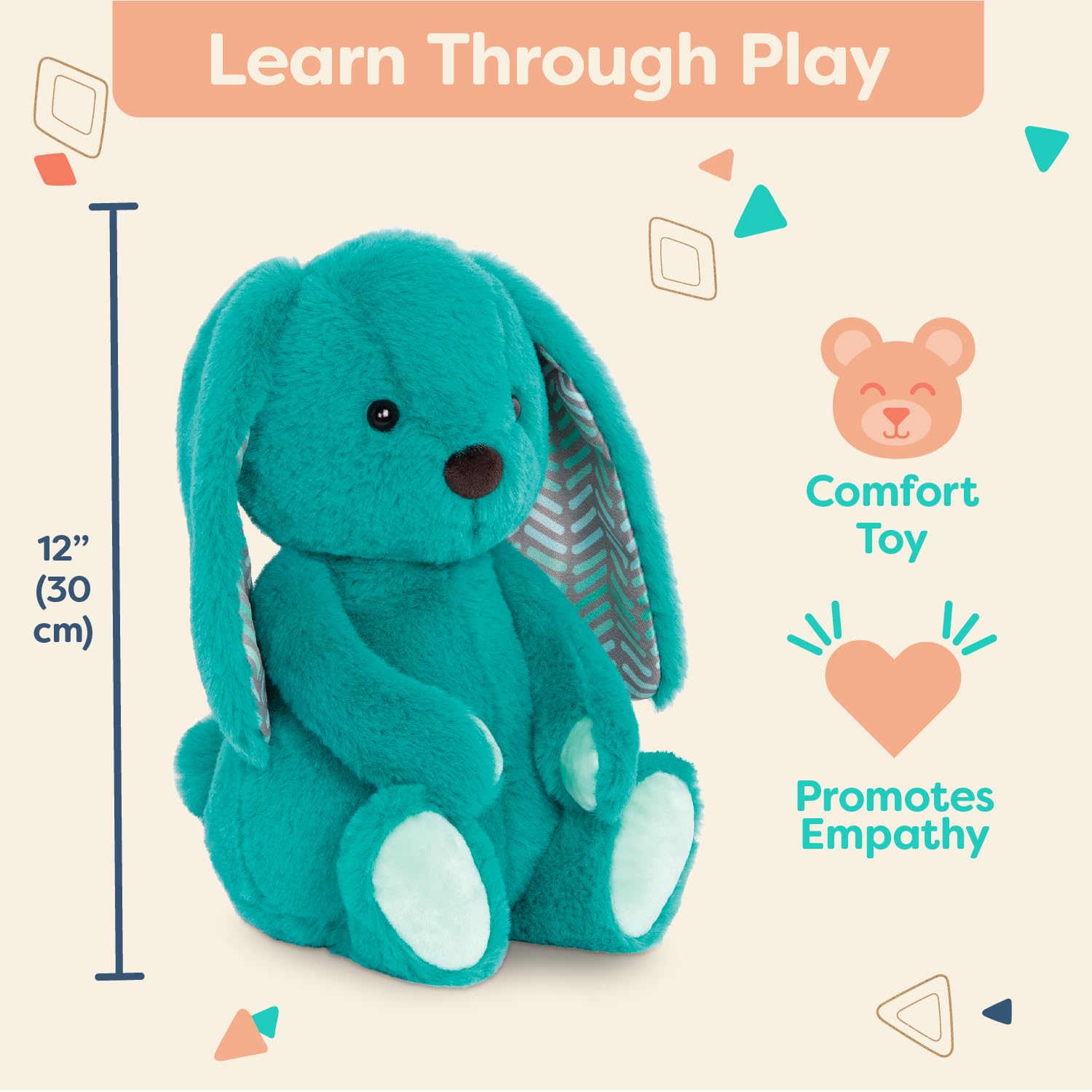 B. toys Plush Bunny - Super Soft Stuffed Animal | Teal | 31 cm | Ages 0 Months+ 4