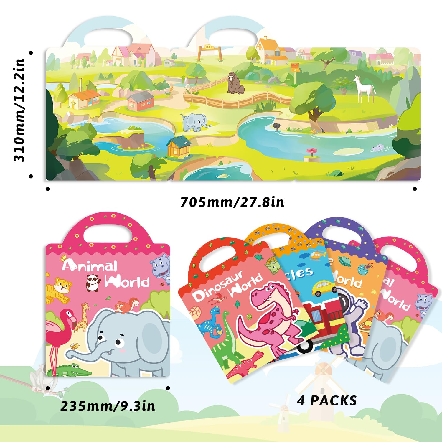 GUYUCOM 4 Pack Reusable Sticker Books for Toddlers - Jelly Texture Educational Playset 4