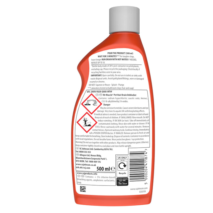 Mr Muscle - Pet Hair Drain Unblocker Gel