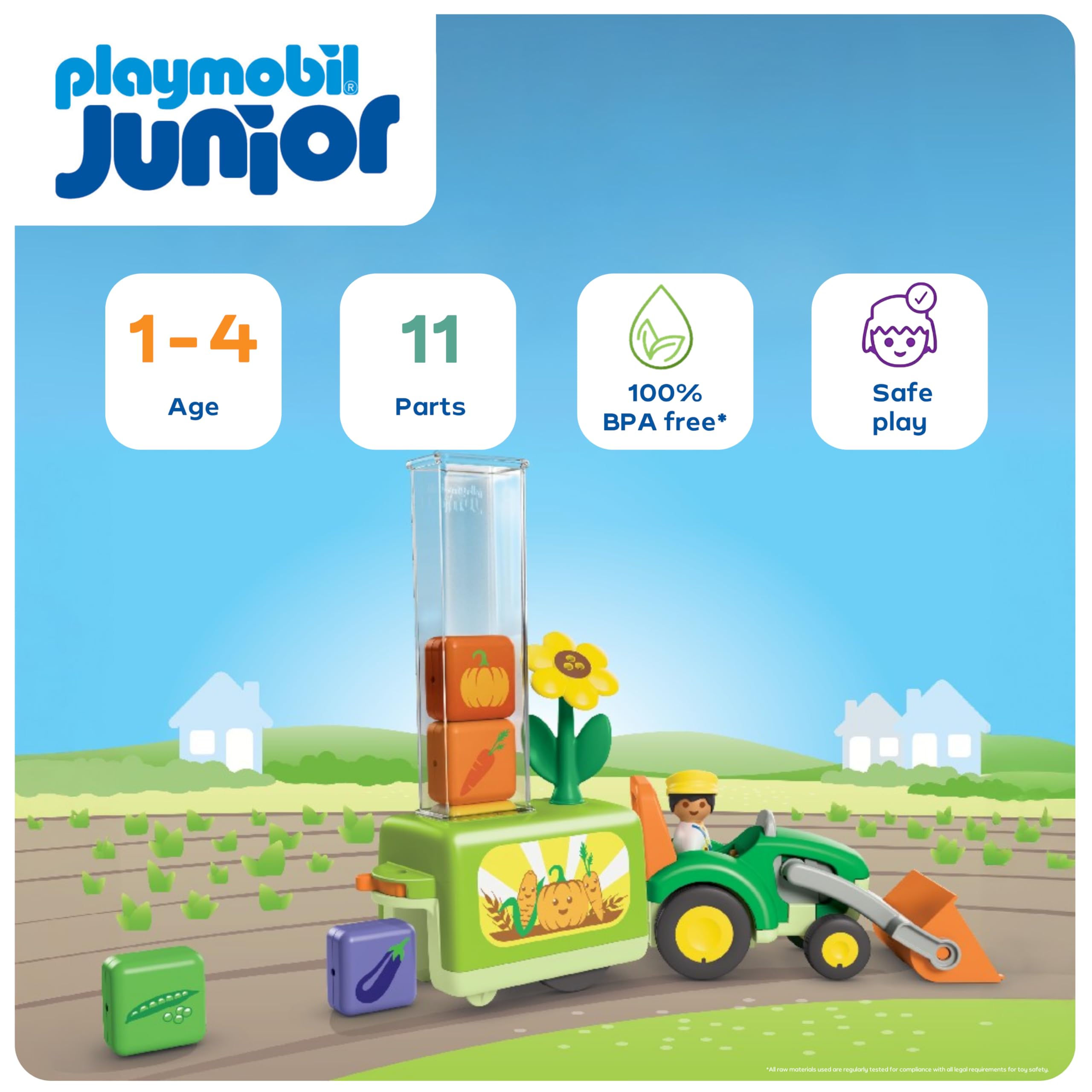 Playmobil JUNIOR Tractor with Fun Planter - Educational Vehicle Playset for Toddlers 1+
