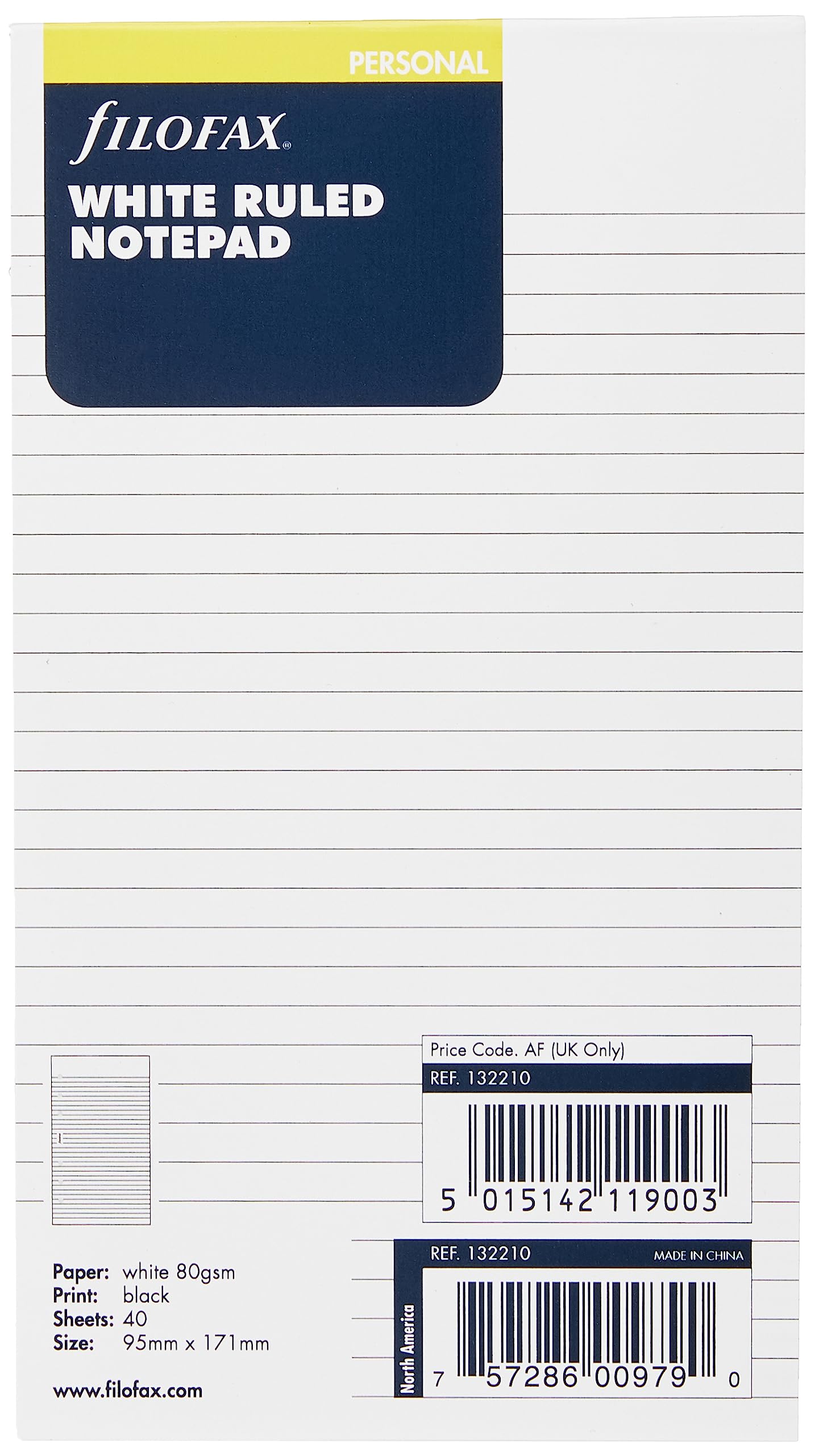 Filofax Personal Ruled Notepad Refill - White | 40 Leaves | 95mm x 171mm 1