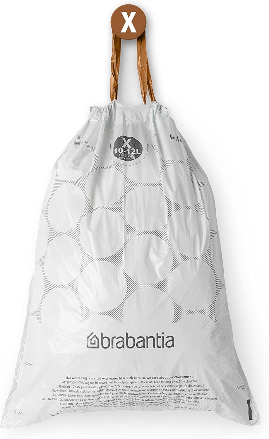 Brabantia PerfectFit Bin Liners Multipack - Size X (10-12 Litre) - Extra Strong Plastic with Tie-Tape
