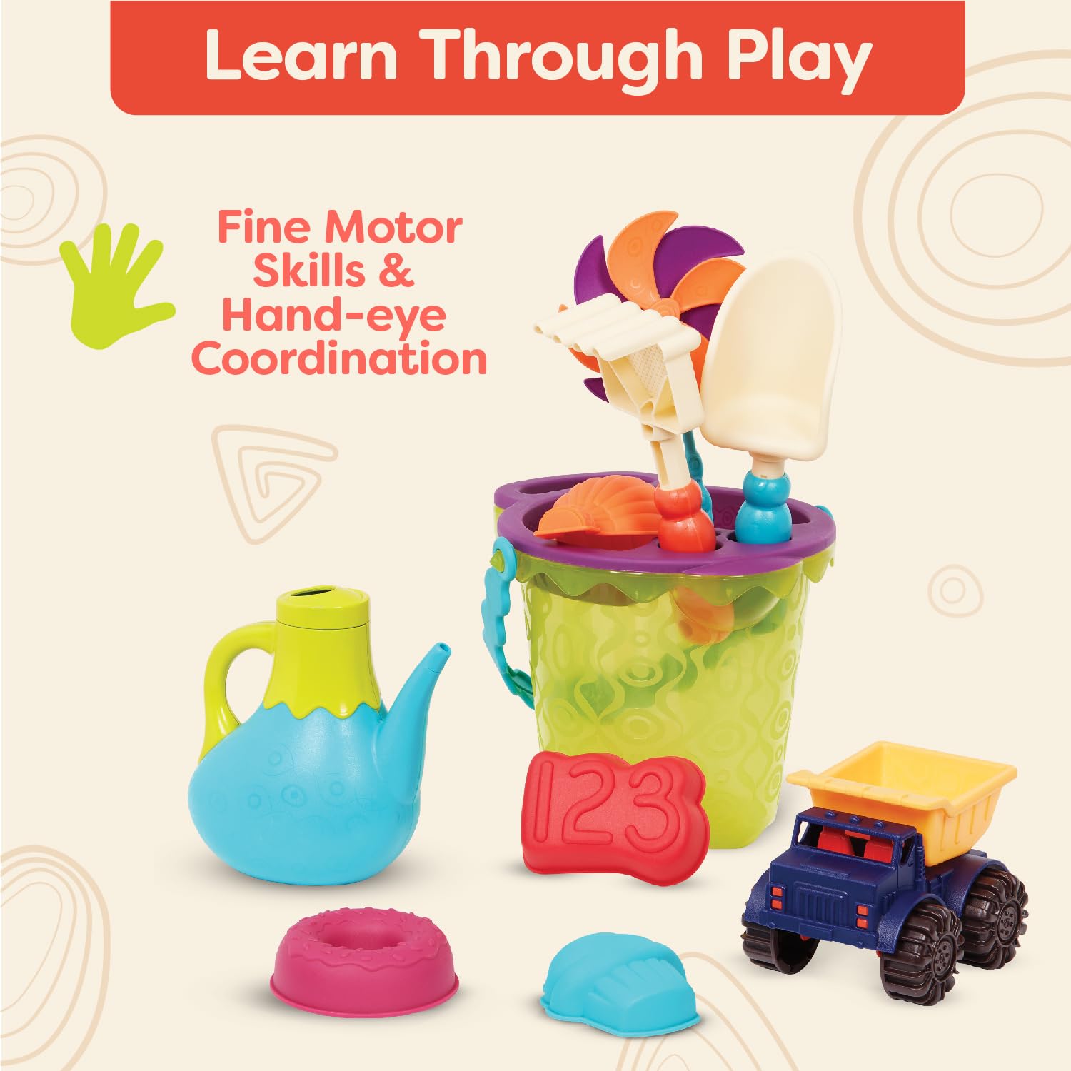B. toys Beach Summer Bag Water Playset with 11 Sand Toys | Ages 18m+ 6