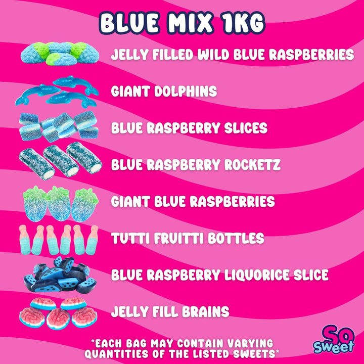 SoSweet Blue Sweet Mix – 1kg Fruity Blue-Themed Pick & Mix Sweets for Parties, Baby Showers & Events