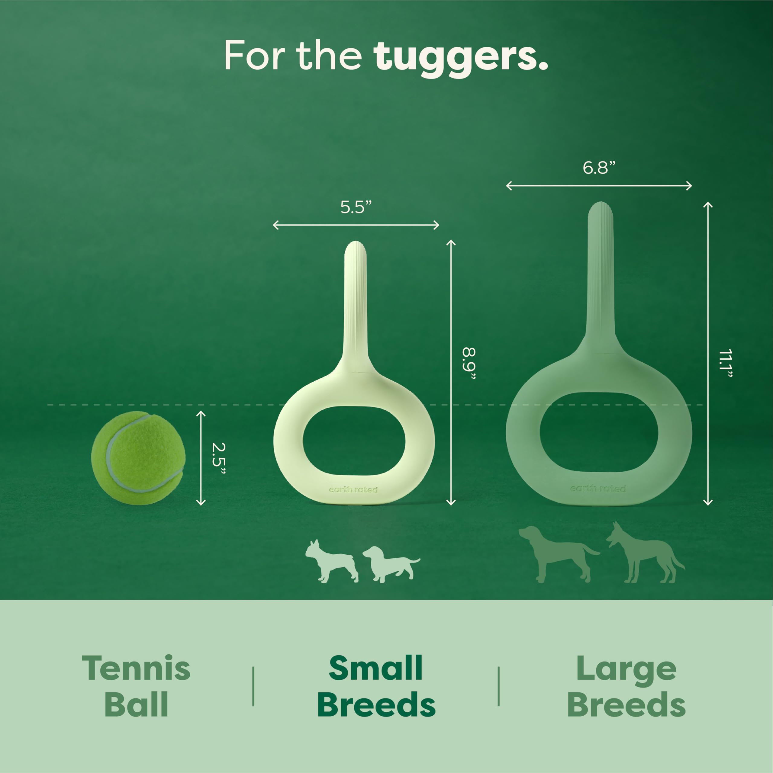 Earth Rated Tug of War Dog Toy - Interactive Pull Toy for Small Dogs | Natural Rubber | Green 3