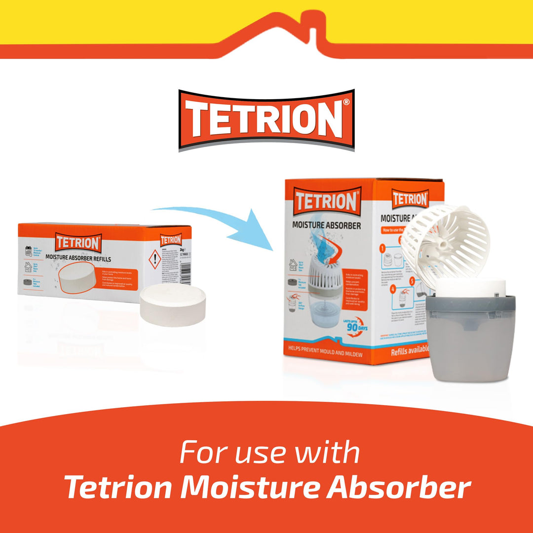 Tetrion Moisture Absorber Refill Pack - 4 Moisture Tabs for Up to 12 Months