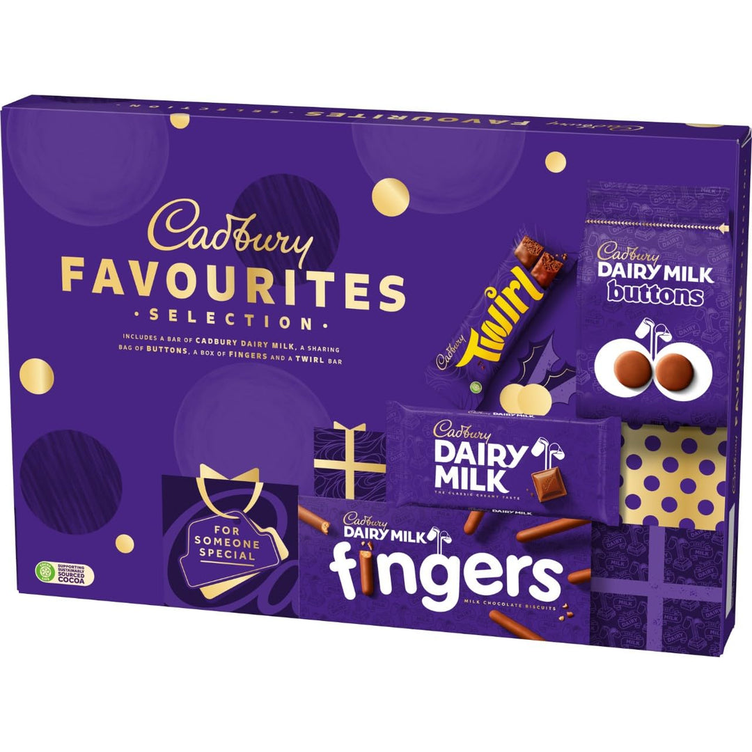 Cadbury Favourites Chocolate Selection Box, 351g, Christmas Gift with Dairy Milk Bars