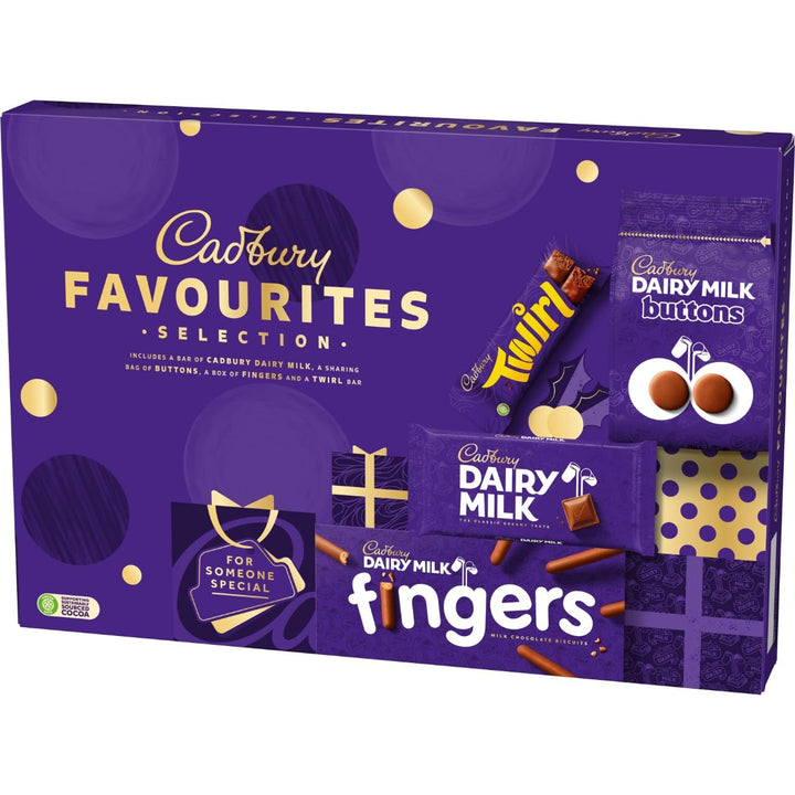 Cadbury Favourites Chocolate Selection Box, 351g, Christmas Gift with Dairy Milk Bars