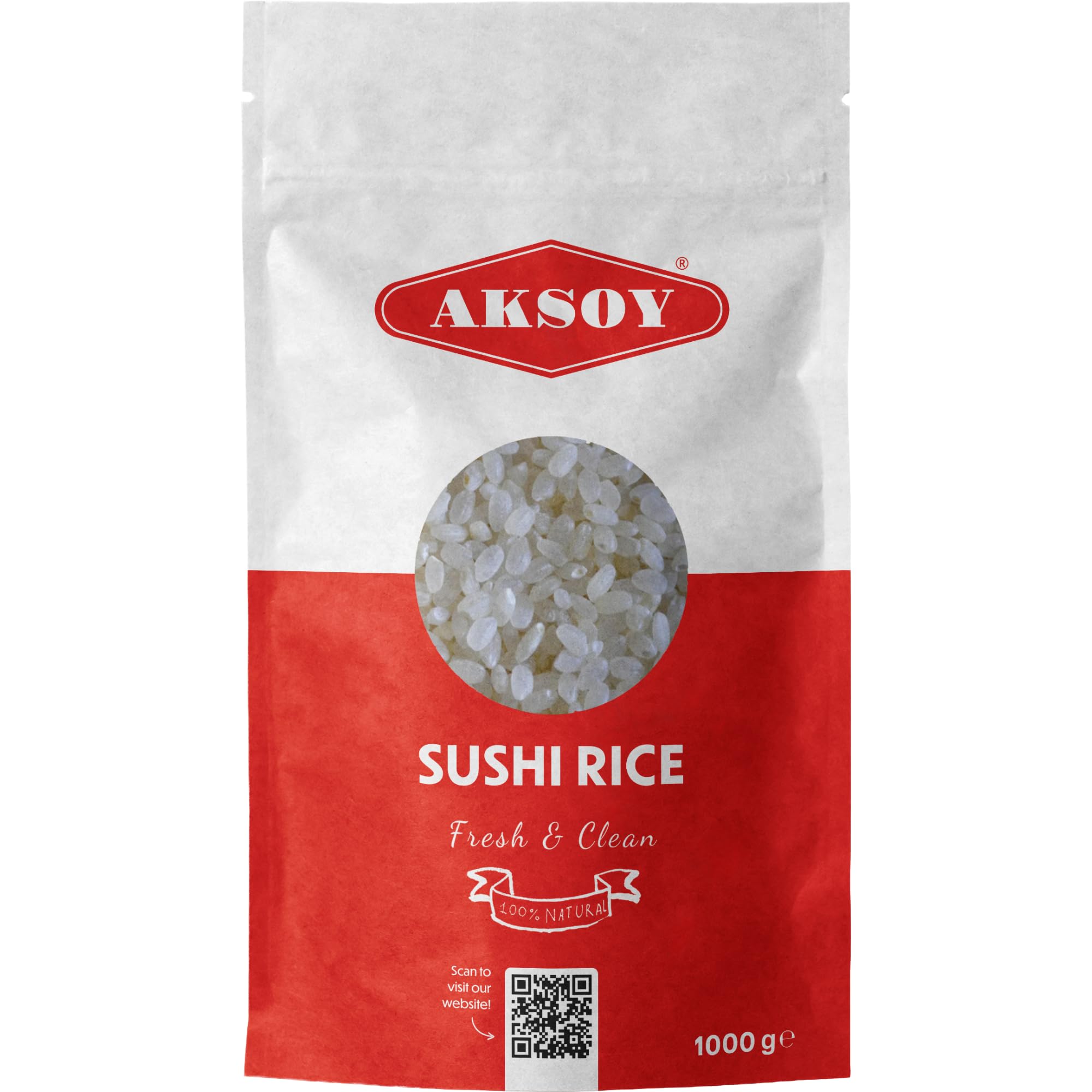 AKSOY Premium Quality Sushi Rice - 1 KG | Japanese Style Short Grain | Perfectly Sticky