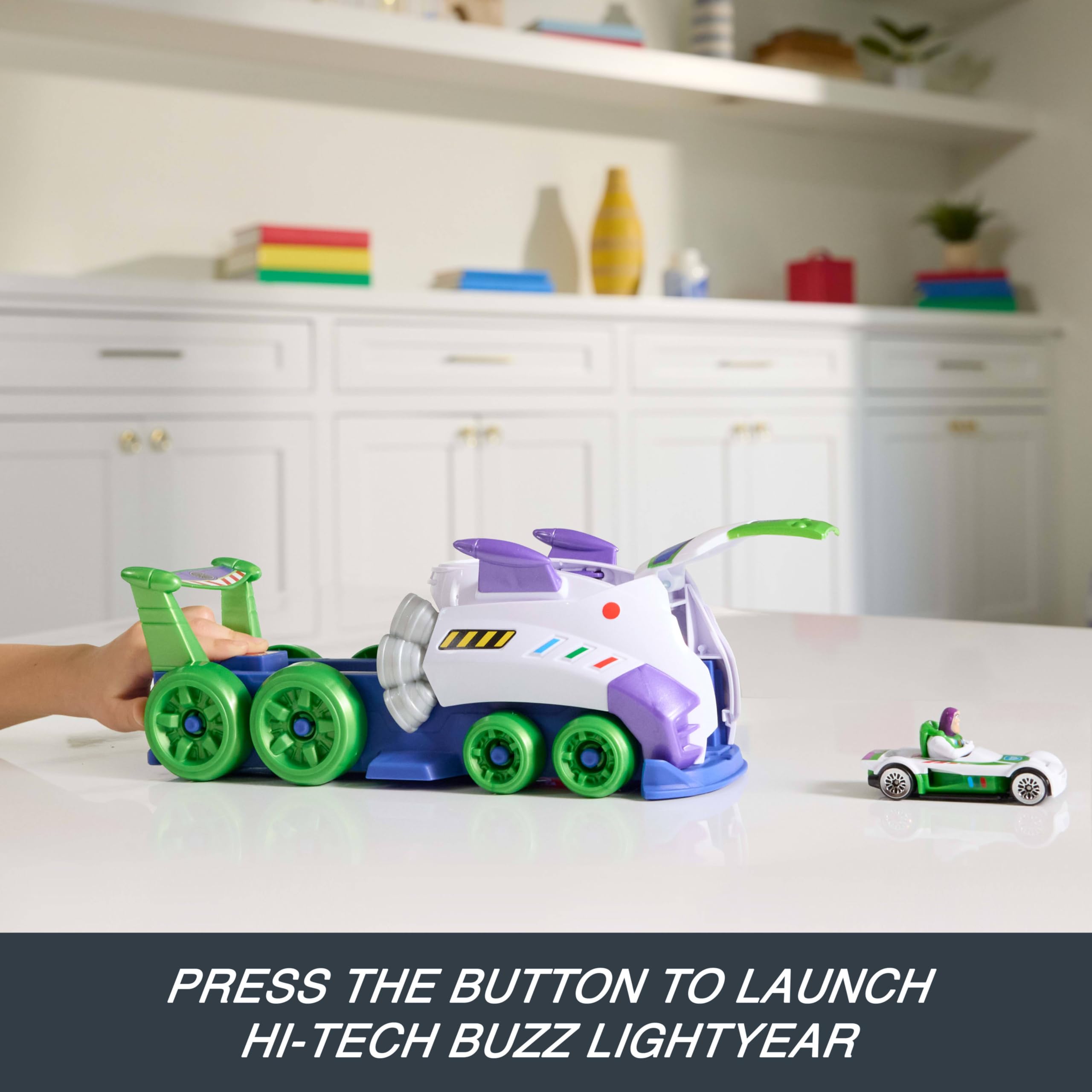 Hot Wheels Disney and Pixar Hi-Tech Buzz Lightyear Launcher & Haul Vehicle | Age 4+