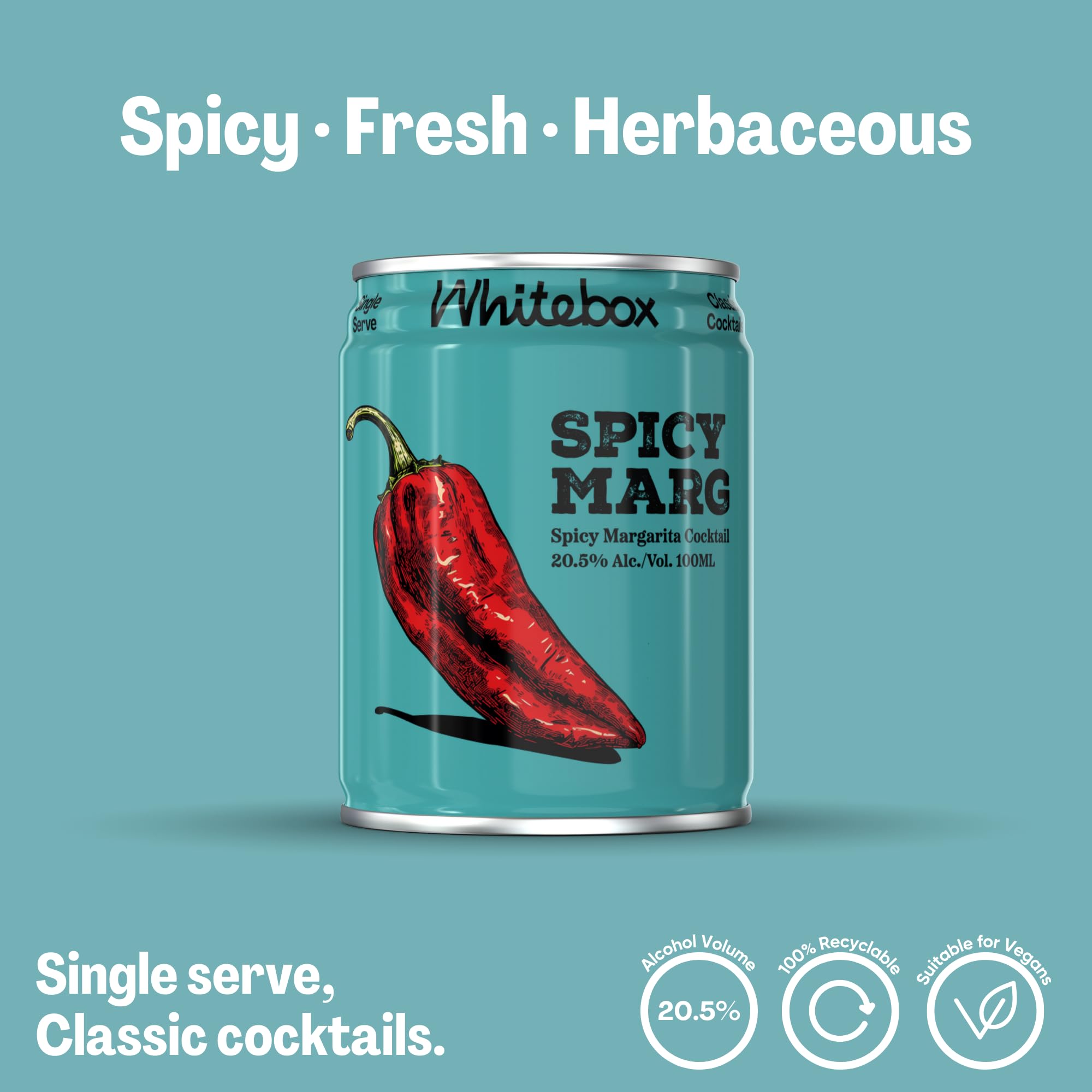 WHITEBOX COCKTAILS Single Serve Spicy Margarita Ready to Drink Cocktail Case of 4