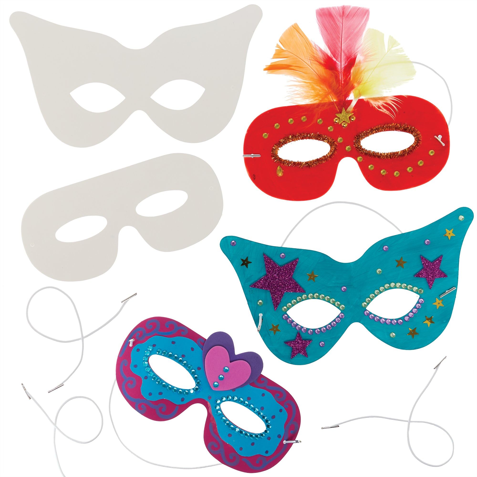 Baker Ross EK3226 Decorate Your Own Eye Masks - Pack of 12 Blank Fabric Masks for Kids Ages 3+ 1