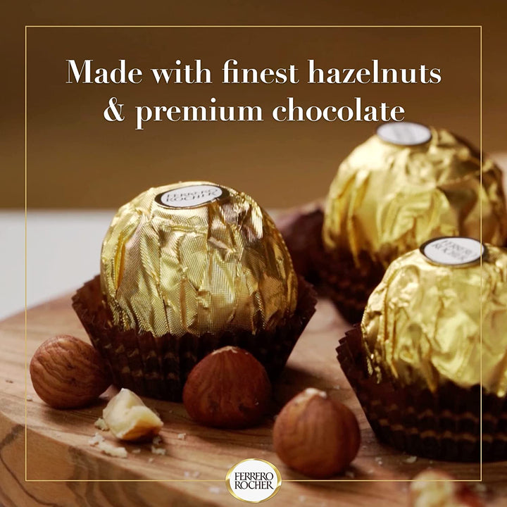 Ferrero Rocher Pralines Bulk Box - 48 Pieces, Hazelnut Milk Chocolate Treats for Gifting & Celebrations