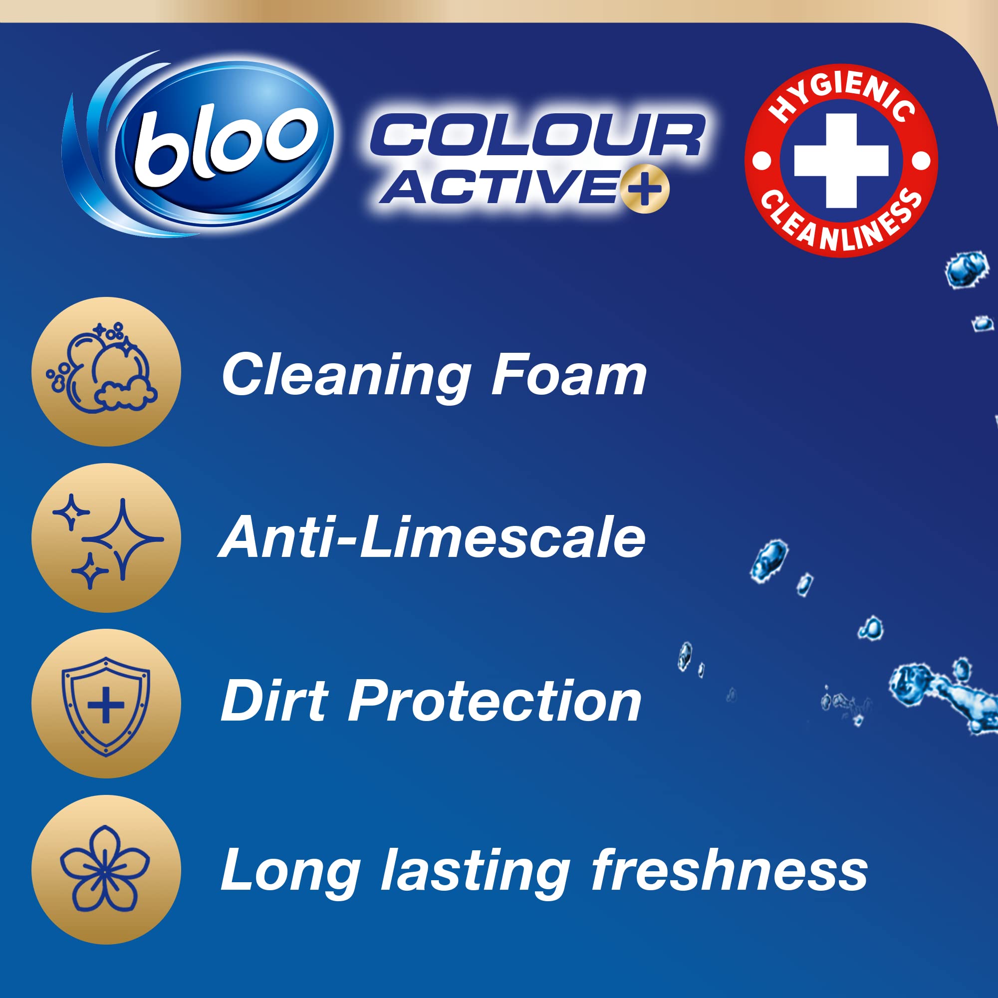 Bloo Colour Active Toilet Rim Block - Bleach Scent, 4-Function Formula | 150g (Pack of 3)