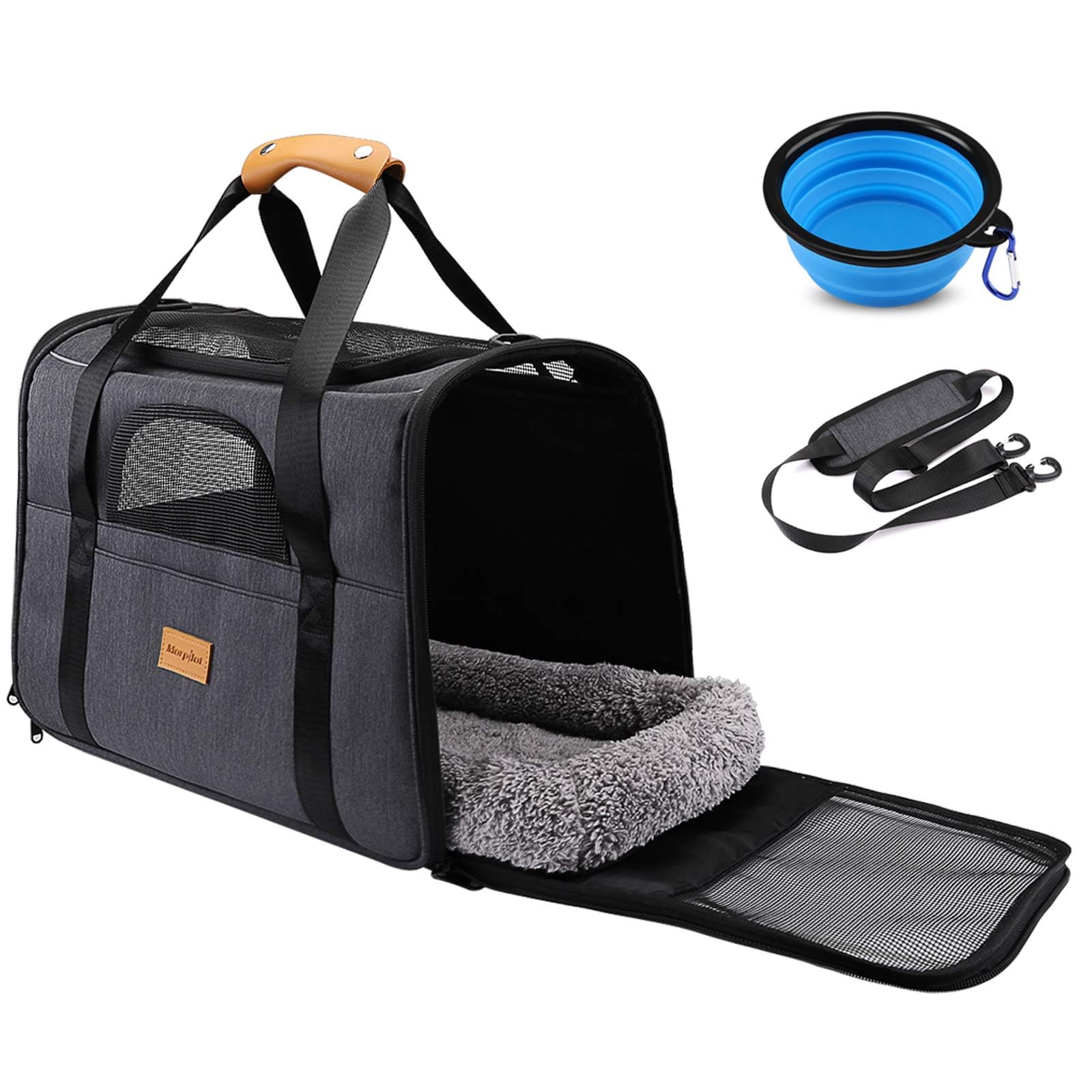 morpilot Airline Approved Soft-Sided Pet Carrier - Durable Polyester, Up to 9kg | Grey