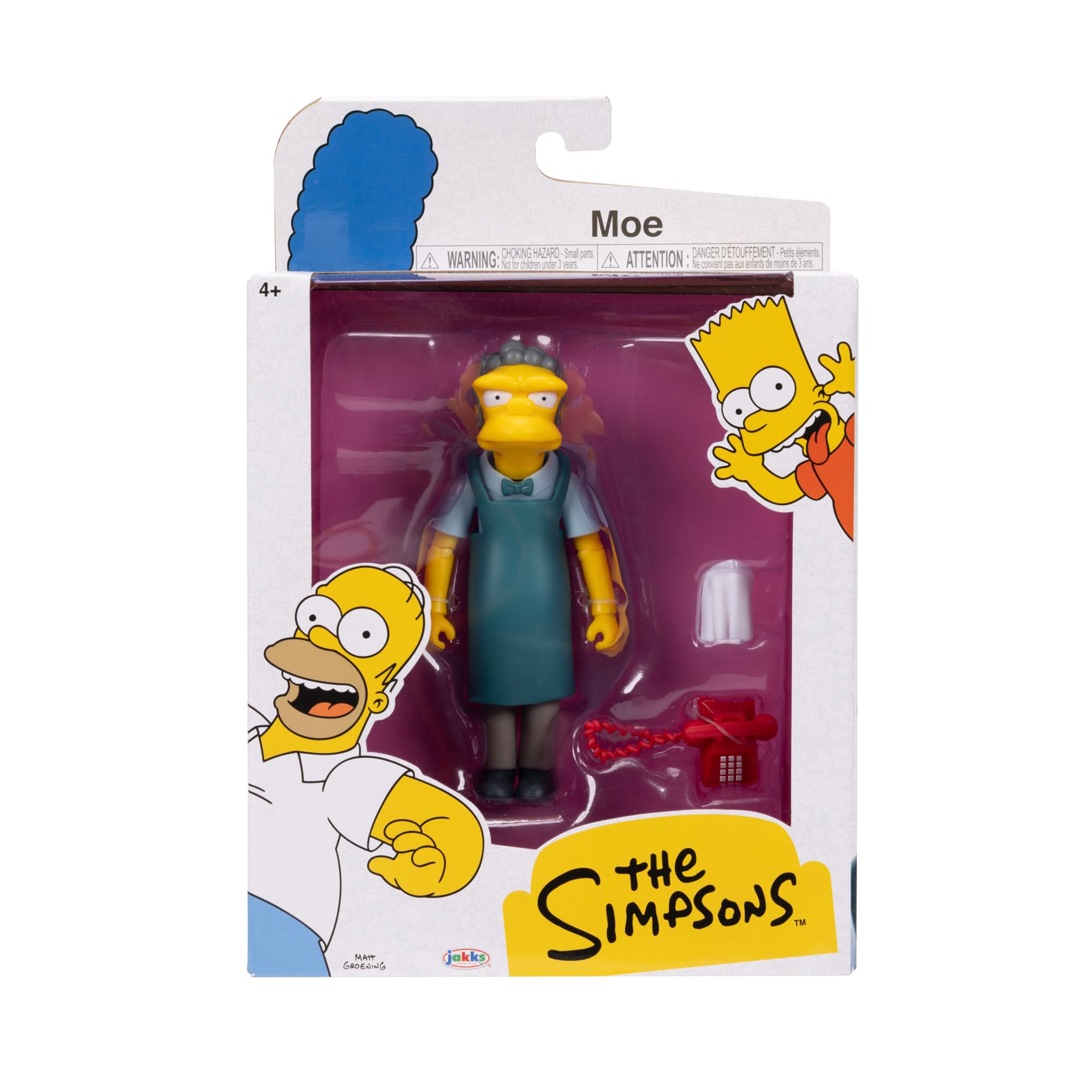 JAKKS Pacific The Simpsons - Moe Szyslak 12.7cm Articulated Action Figure with Phone & Dishcloth Accessory 5