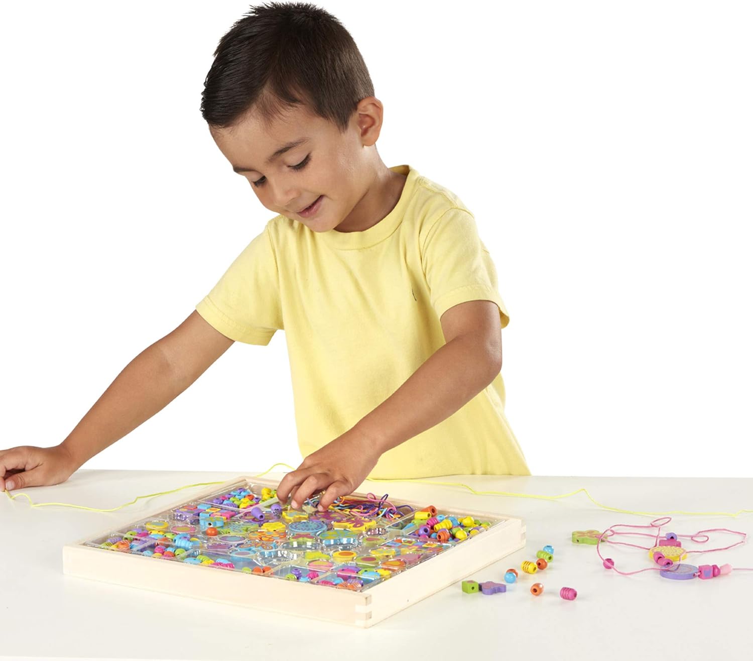 Melissa & Doug Wooden Bead Bouquet - Jewelry Making Craft Kit for Kids 4-8 2