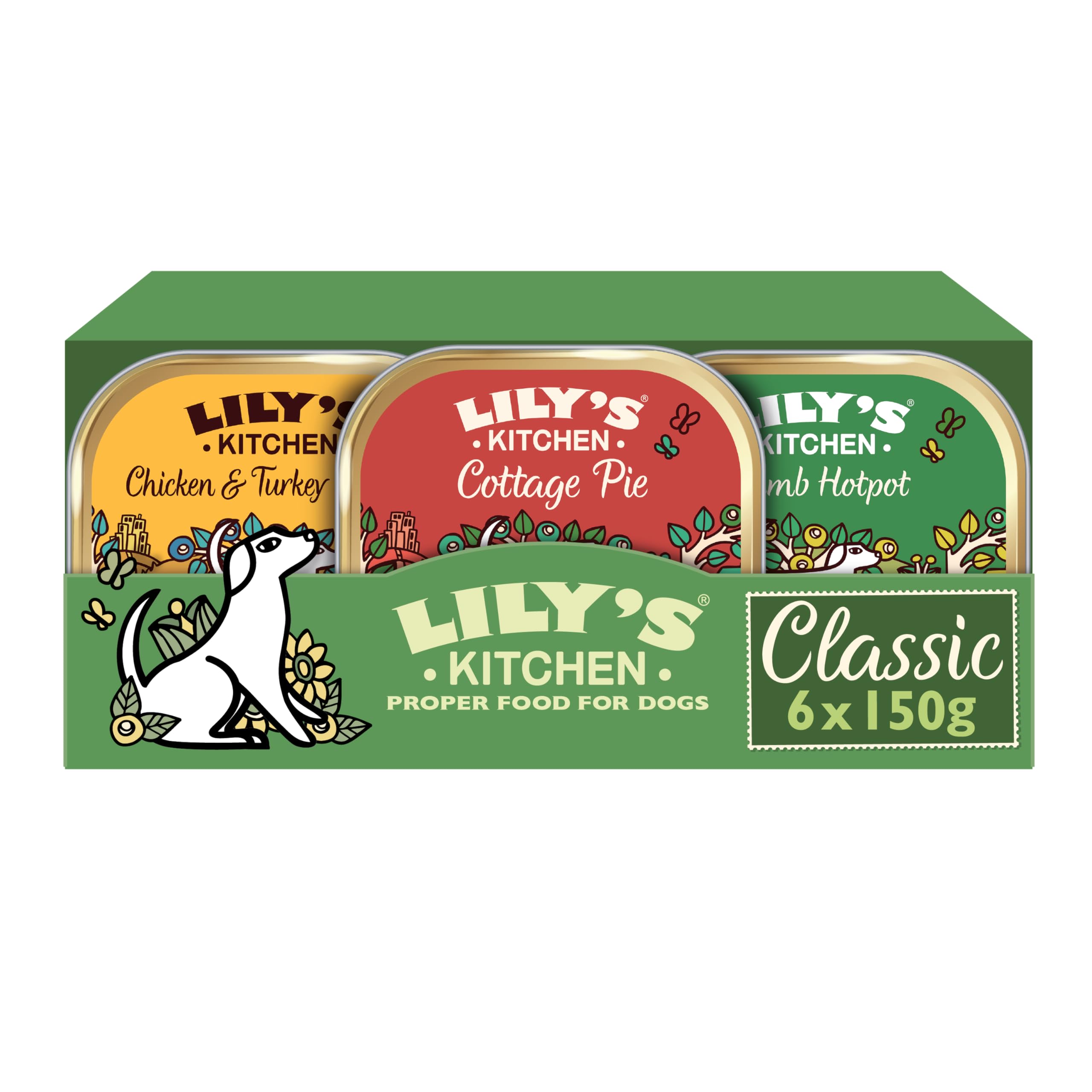 Lily's Kitchen Natural Adult Dog Food Wet Trays - Classic Dinners Multipack (6 x 150g)