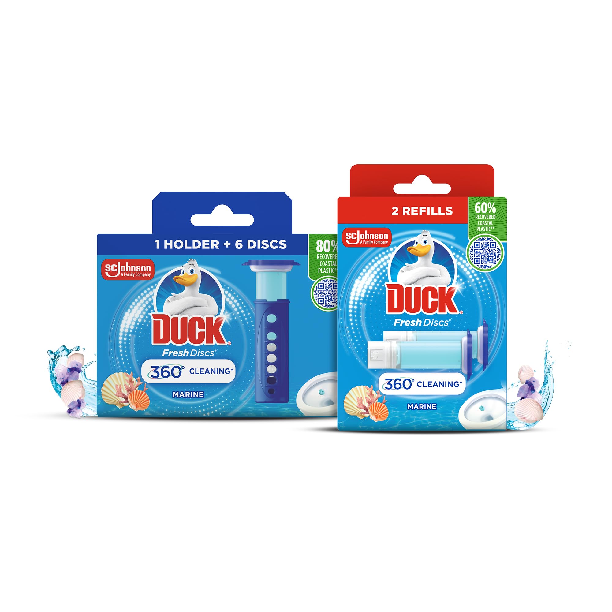 DUCK Fresh Discs Toilet Cleaner Starter Kits - Fights Stains & Prevents Limescale | Marine Scent