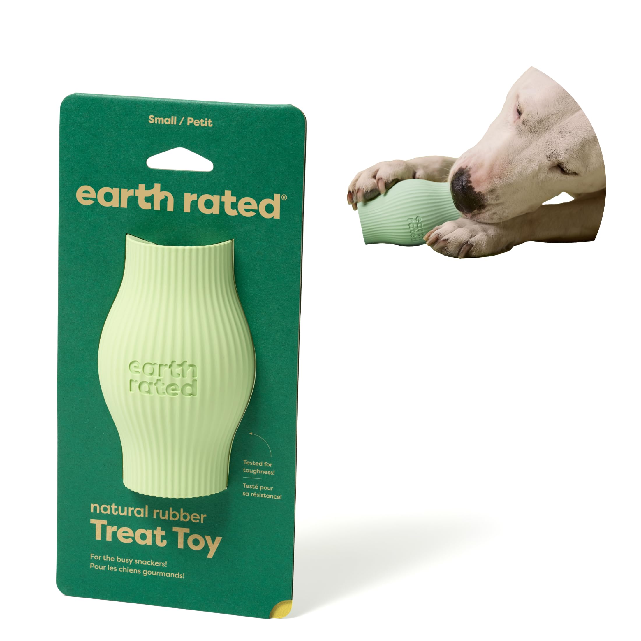 Earth Rated Treat Dispensing Dog Toy - Interactive Enrichment for Small Dogs | Natural Rubber | Green