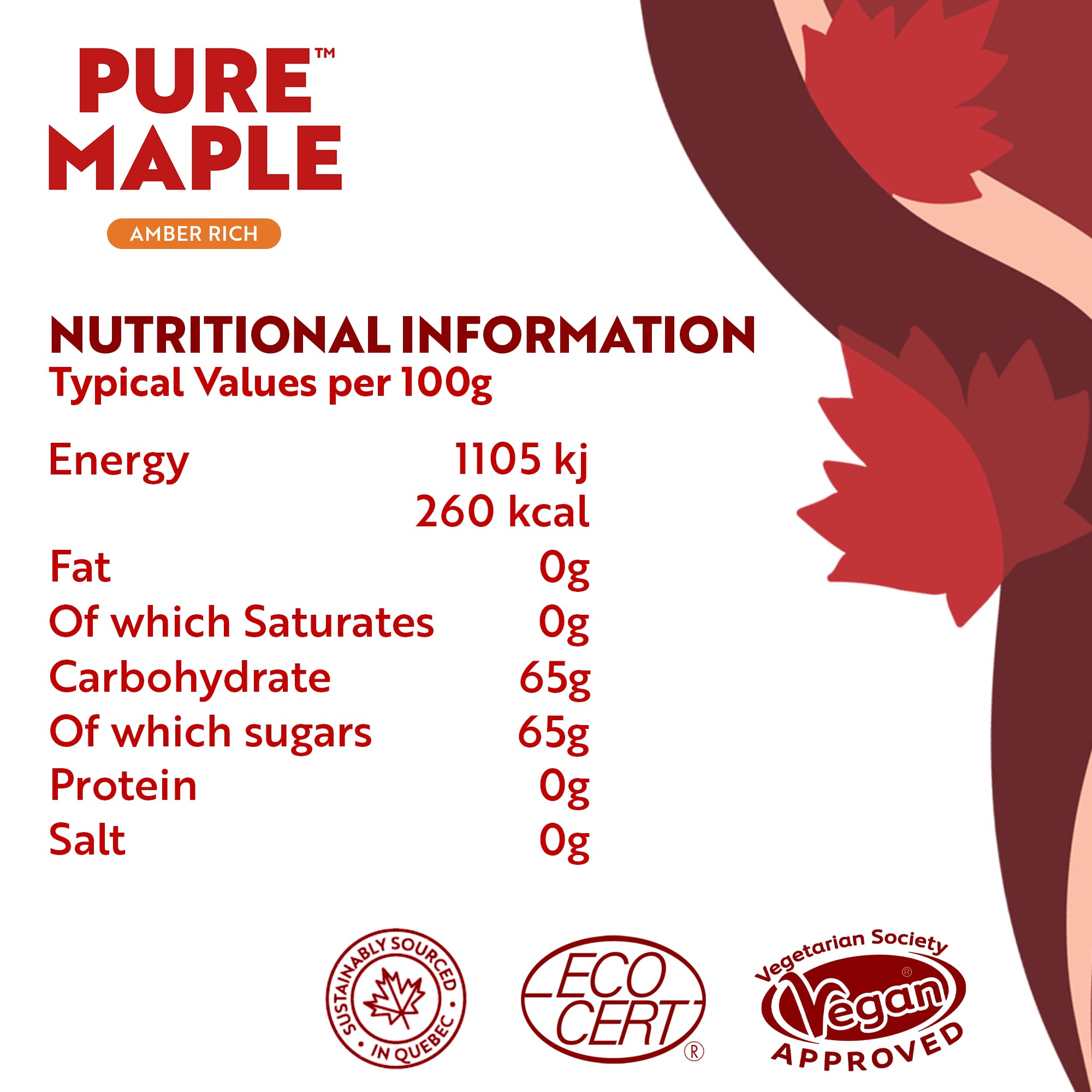 Pure Maple - 100% Canadian Maple Syrup Grade A Organic Amber Rich Taste 2