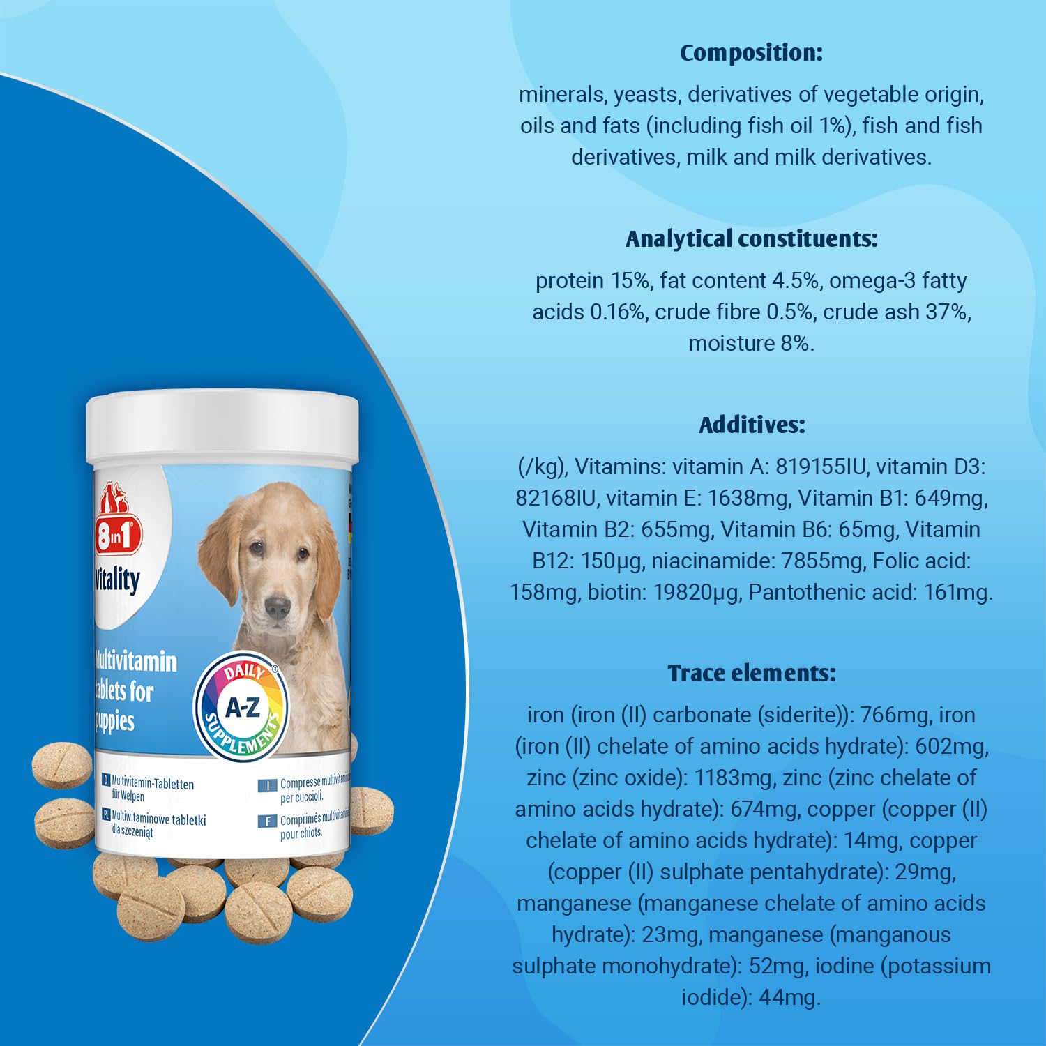 8in1 Puppy Multivitamins Nutritional Supplement - 11 Vitamins & 5 Minerals for Healthy Growth | 100 Tablets 5