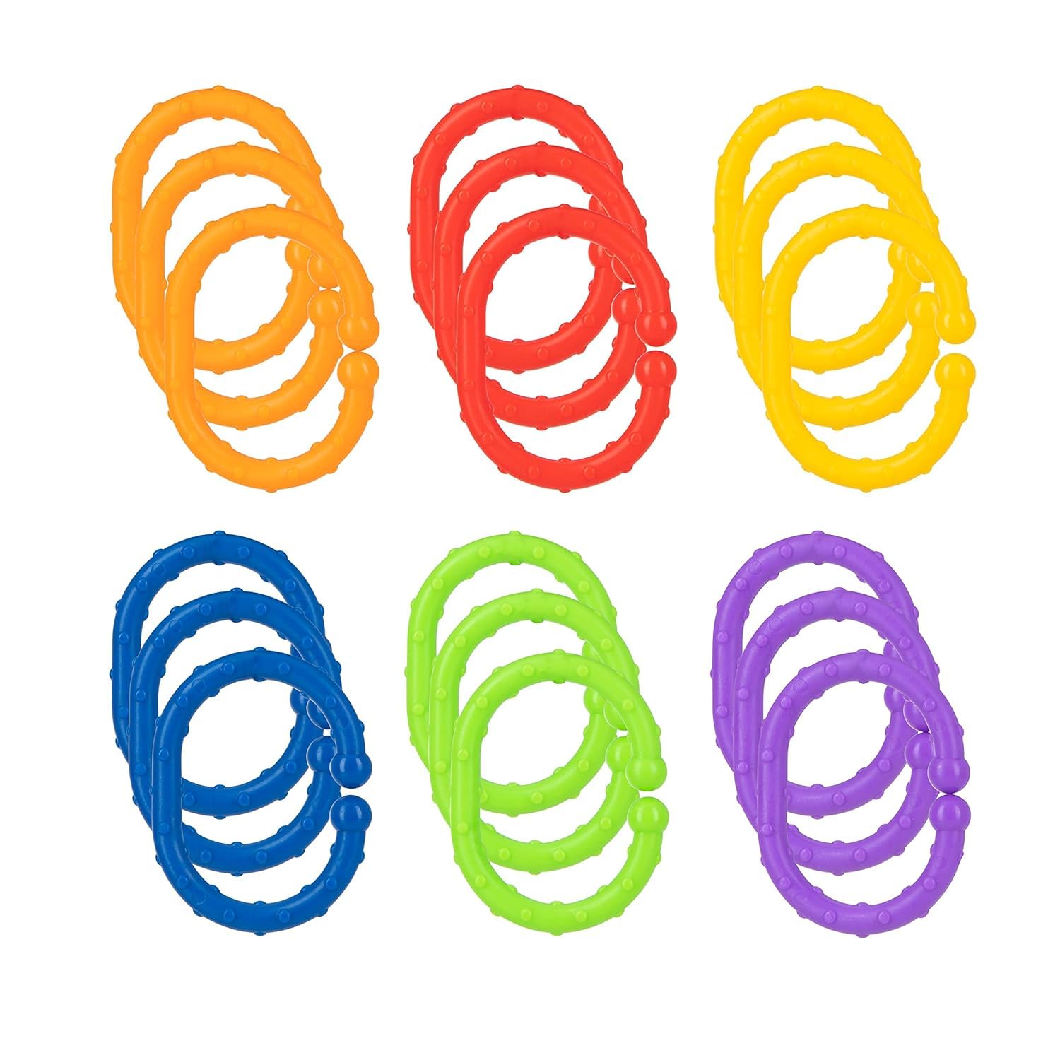 Nuby Linkables - 18-Link Multicolor Chain for Car Seat & Stroller Toys - 3 Months+