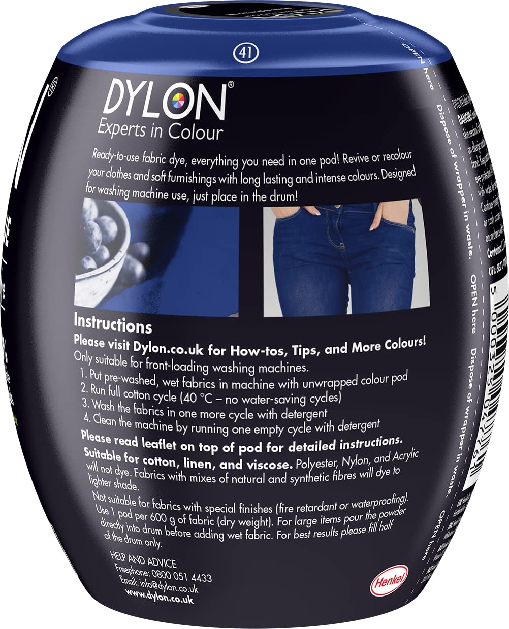 Dylon Washing Machine Fabric Dye Pod - Jeans Blue, 350g 6