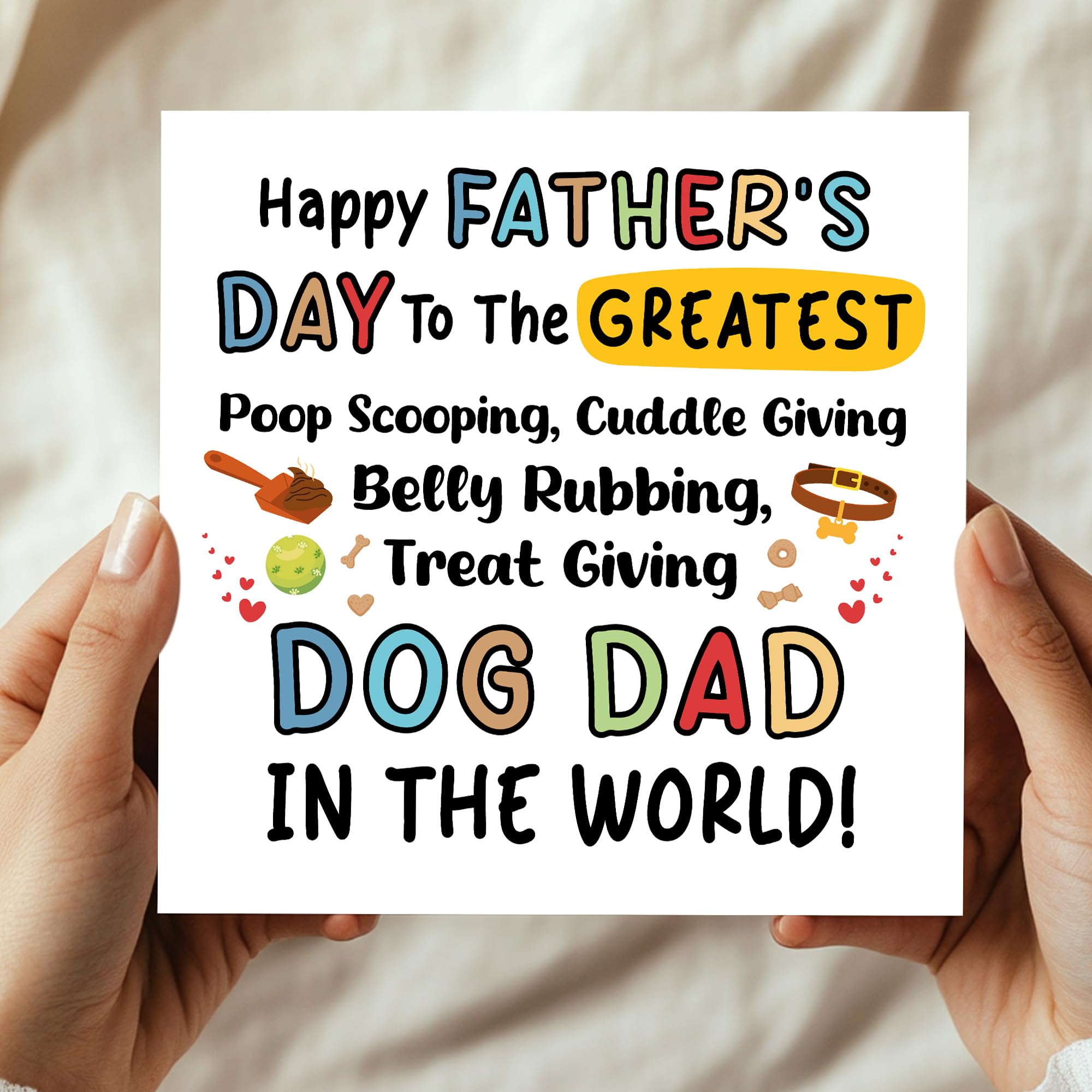 RED OCEAN Handmade Father's Day Card From The Dog | Square 14.5cm | 350gsm Matte Card 5