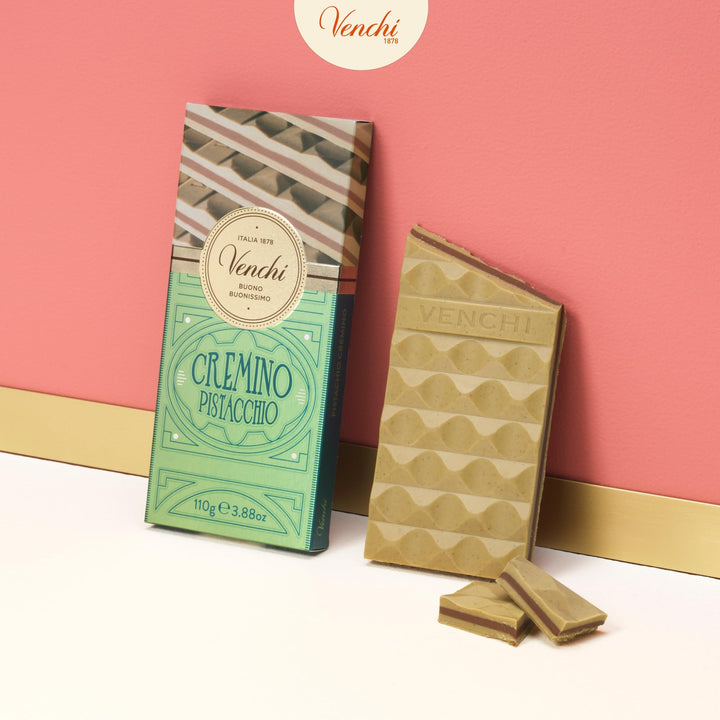 Venchi Cremino Bar Pistachio, Milk and White Chocolate with Pistachio Paste