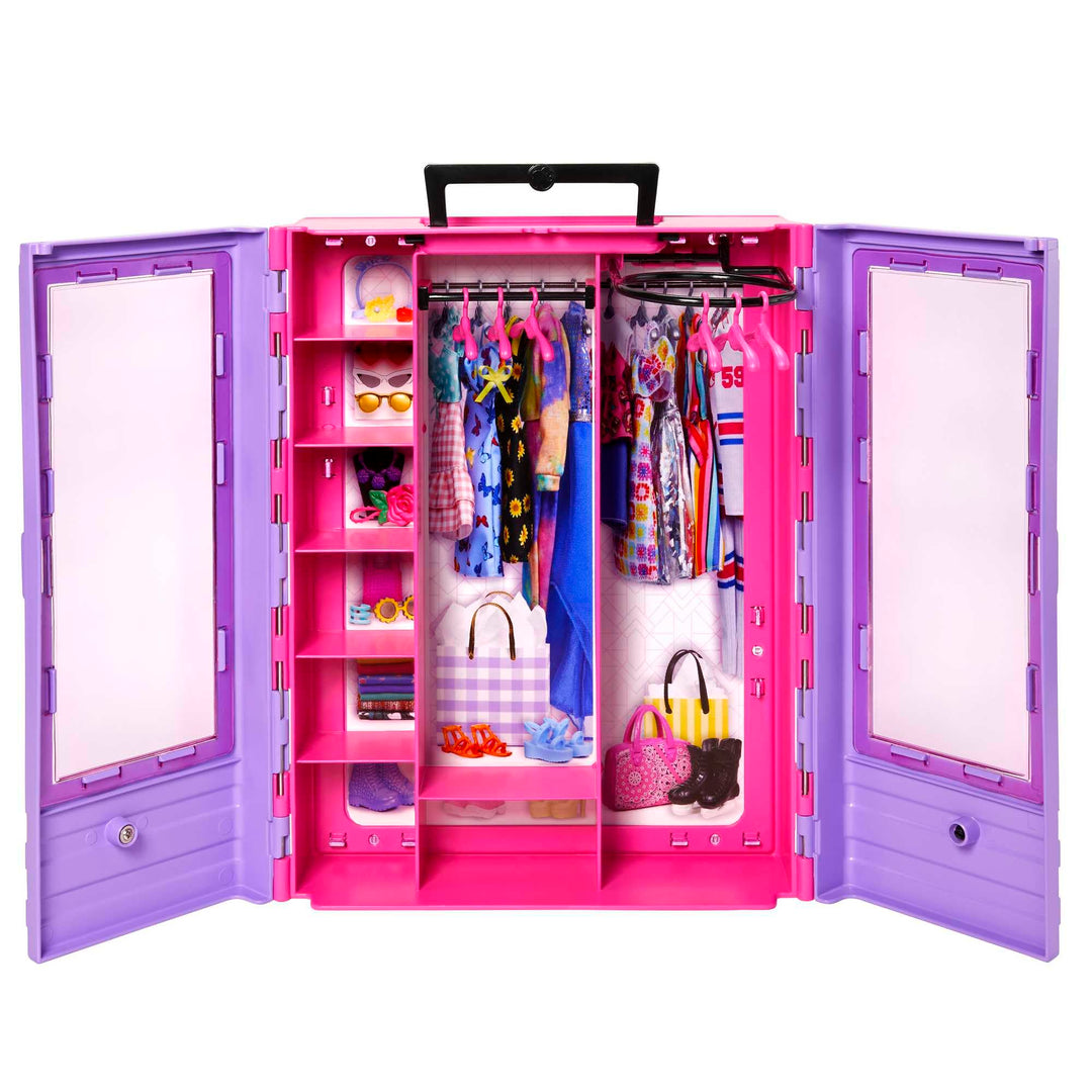 Barbie Fashionistas Ultimate Closet and Doll Playset with 3 Outfits, 6 Hangers, and 15 Accessories (HJL66)