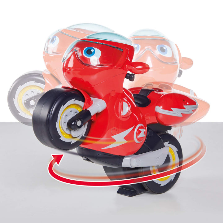 Ricky Zoom T20055A Remote-Controlled Stunt Motorcycle Playset - Wheelie & 360 Spin Action for Kids