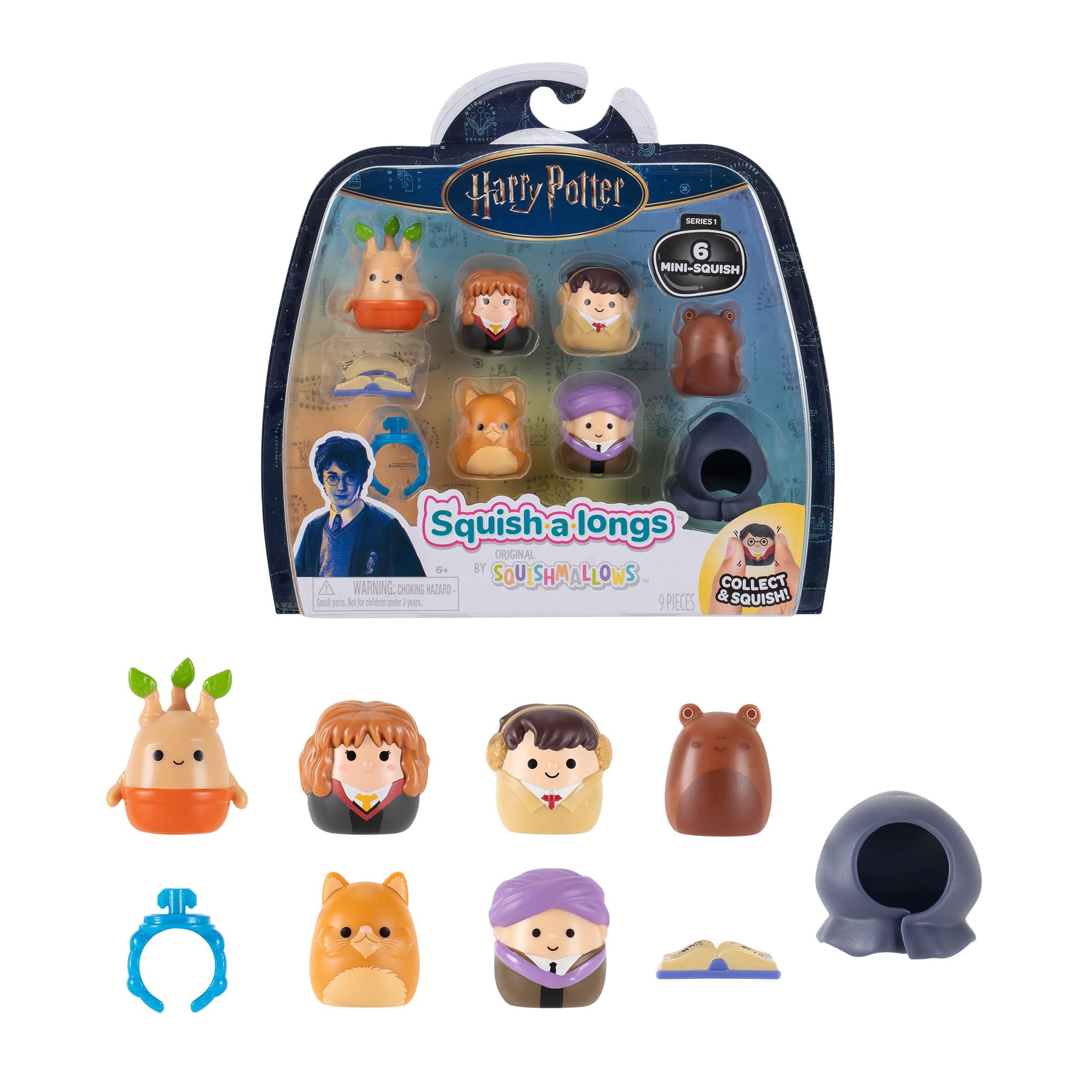 Squish-a-longs Harry Potter Mini-Squish + Accessory 6-Pack - 1-inch Collectible Figures, Ages 6+