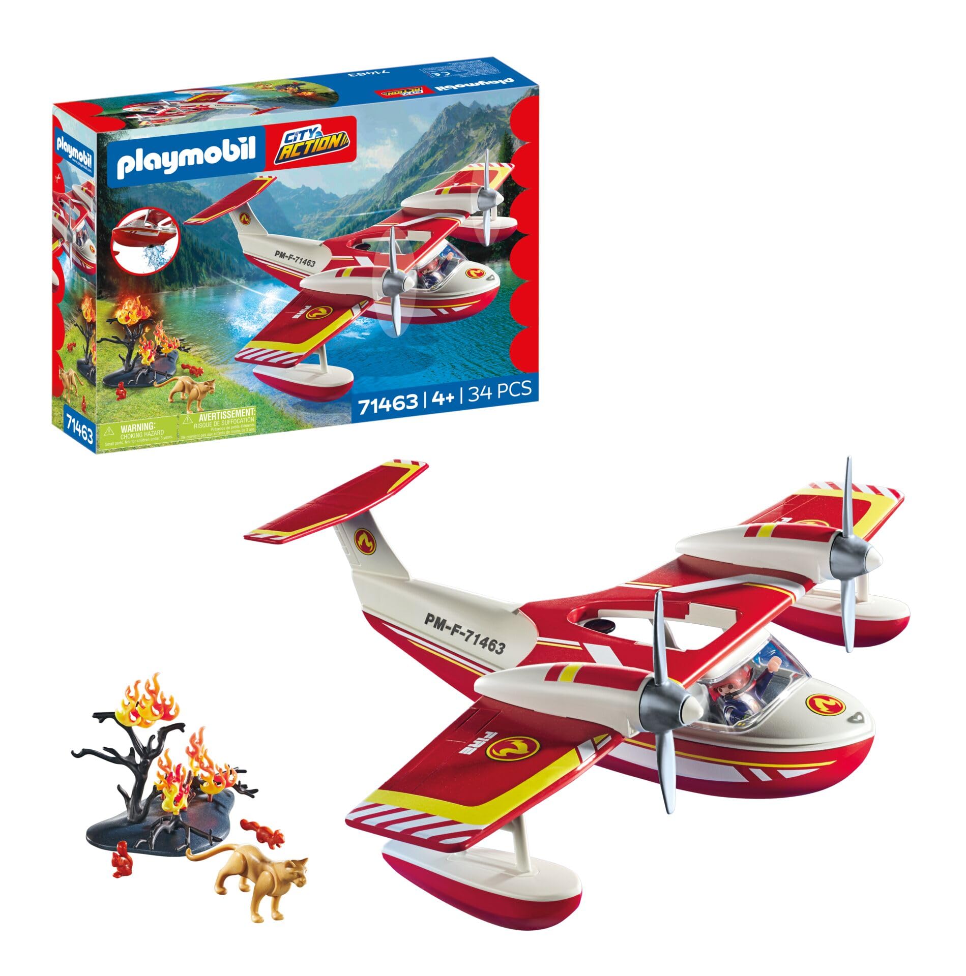 Playmobil Action Heroes 71463 Firefighting Seaplane with Extinguishing Fun | Ages 4+