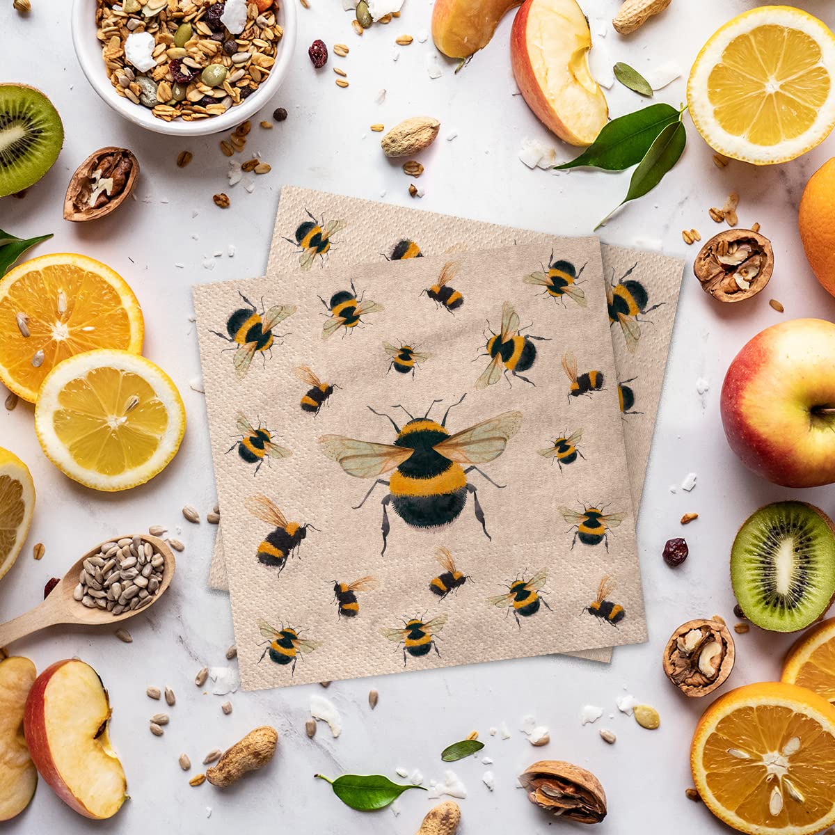 PAW Decor Collection Napkins 3-Ply - 20 Pieces | 33 x 33 cm | Brown Recycled Paper 5