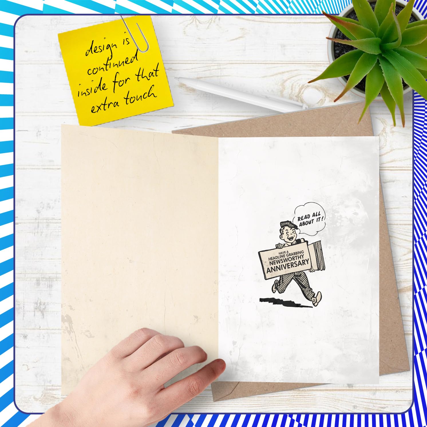 Stuff4 4th Anniversary Card for Women Men | Vintage Newspaper Married in 2022 | 5x7 Inch Greeting Card 4