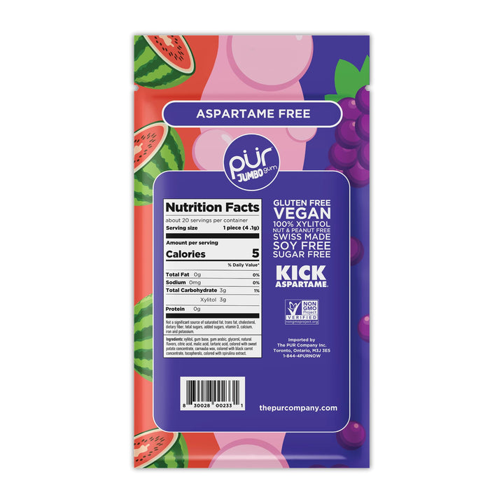 PUR - Jumbo Gum Chewing Gum (Resealable Bag)